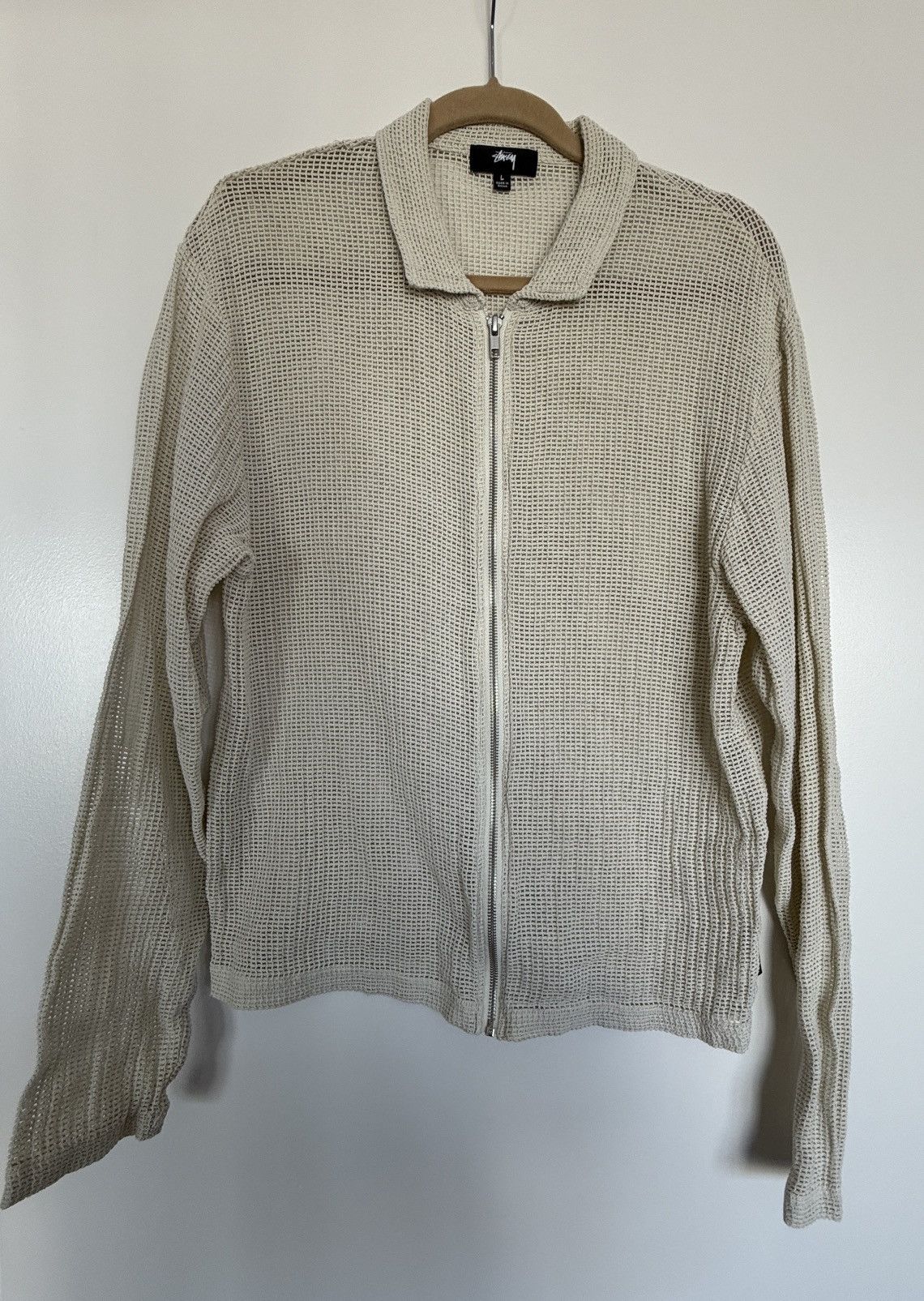 Stussy Cotton Mesh Zip Ls Shirt Hoodie, Sweatshirt | PodTeesHub.com