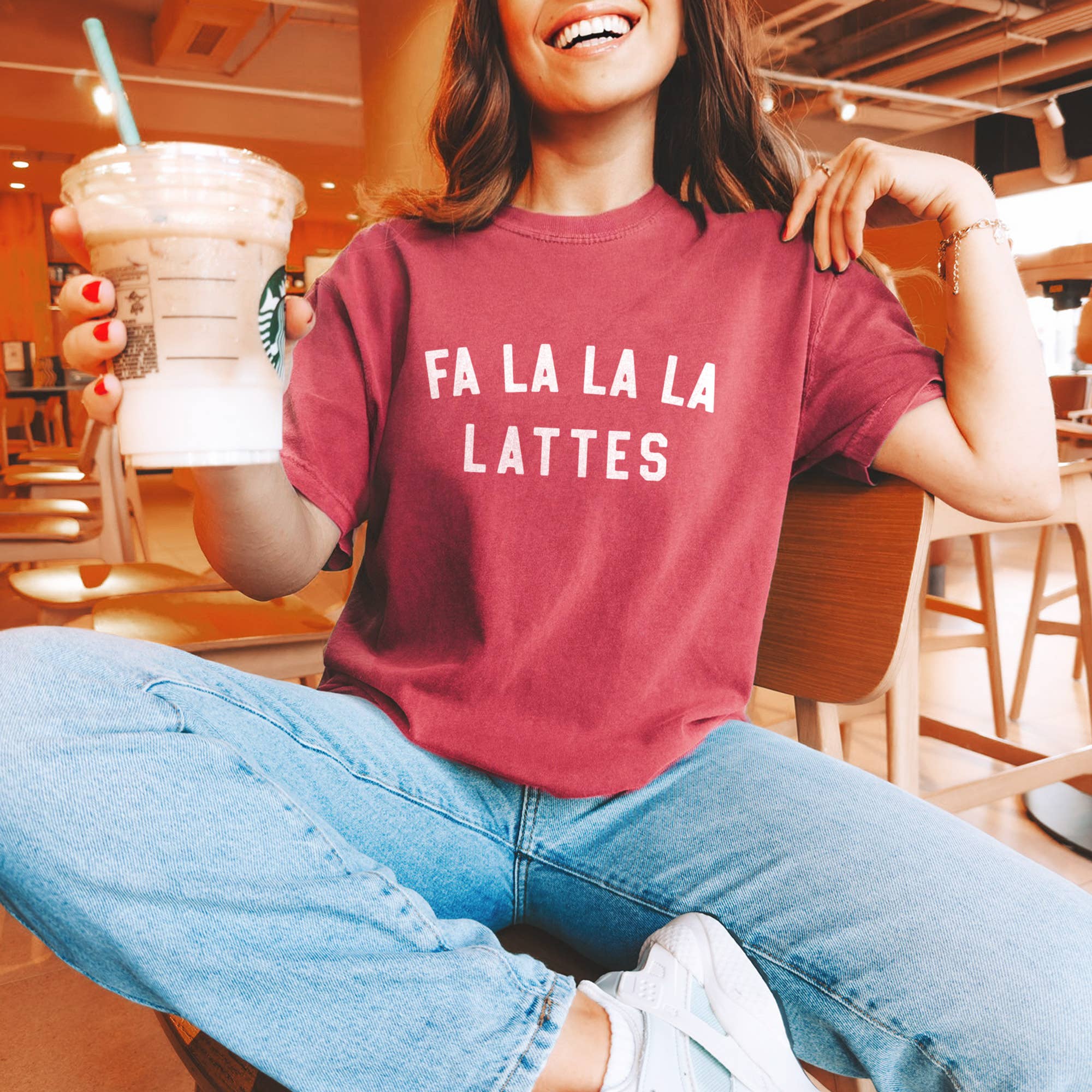 Fa La La La Lattes Coffee Lover Christmas T-Shirt Hoodie, Sweatshirt | PodTeesHub.com