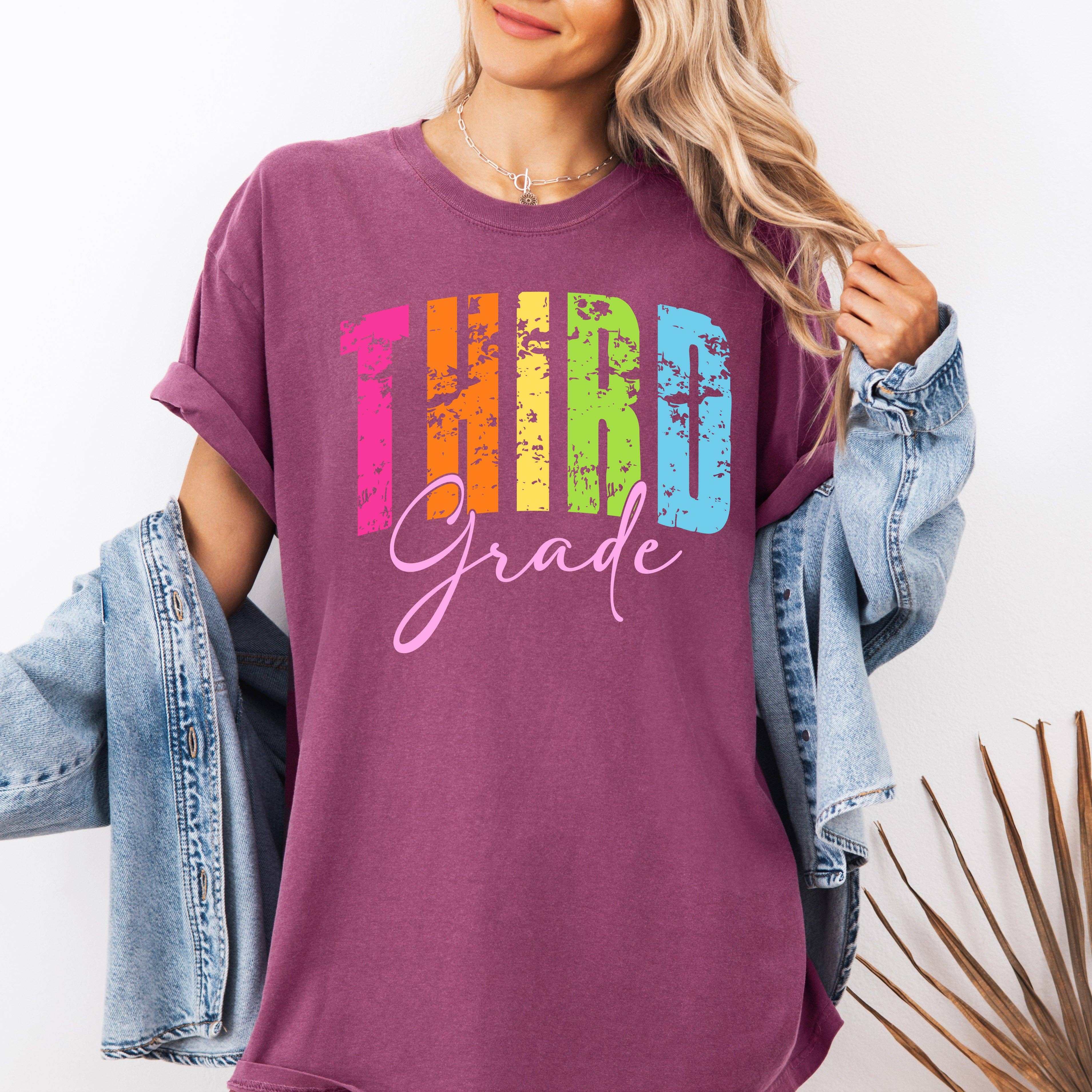 Third Grade, Retro, Teacher, Back To School Cute T-Shirt Hoodie, Sweatshirt | PodTeesHub.com