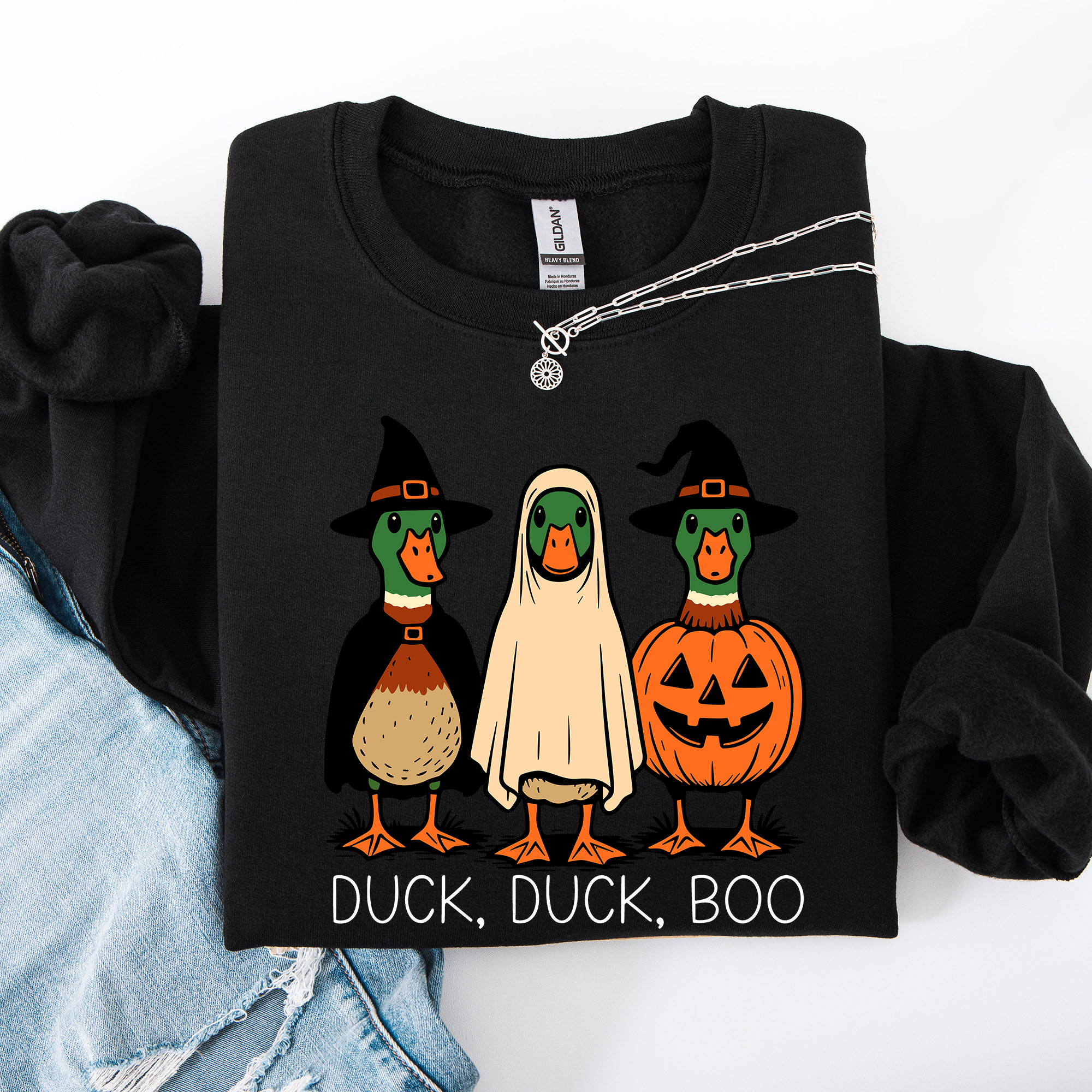 Duck Duck Boo, Funny Goose Halloween Ghost Spooky Sweatshirt T-Shirts, Hoodie | PodTeesHub.com