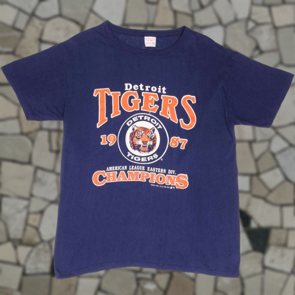 Vintage Mlb Detroit Tigers Champions 1987 Tee Shirt Large Made In Usa Shirt Tex Unisex Graph Hoodie, Sweatshirt