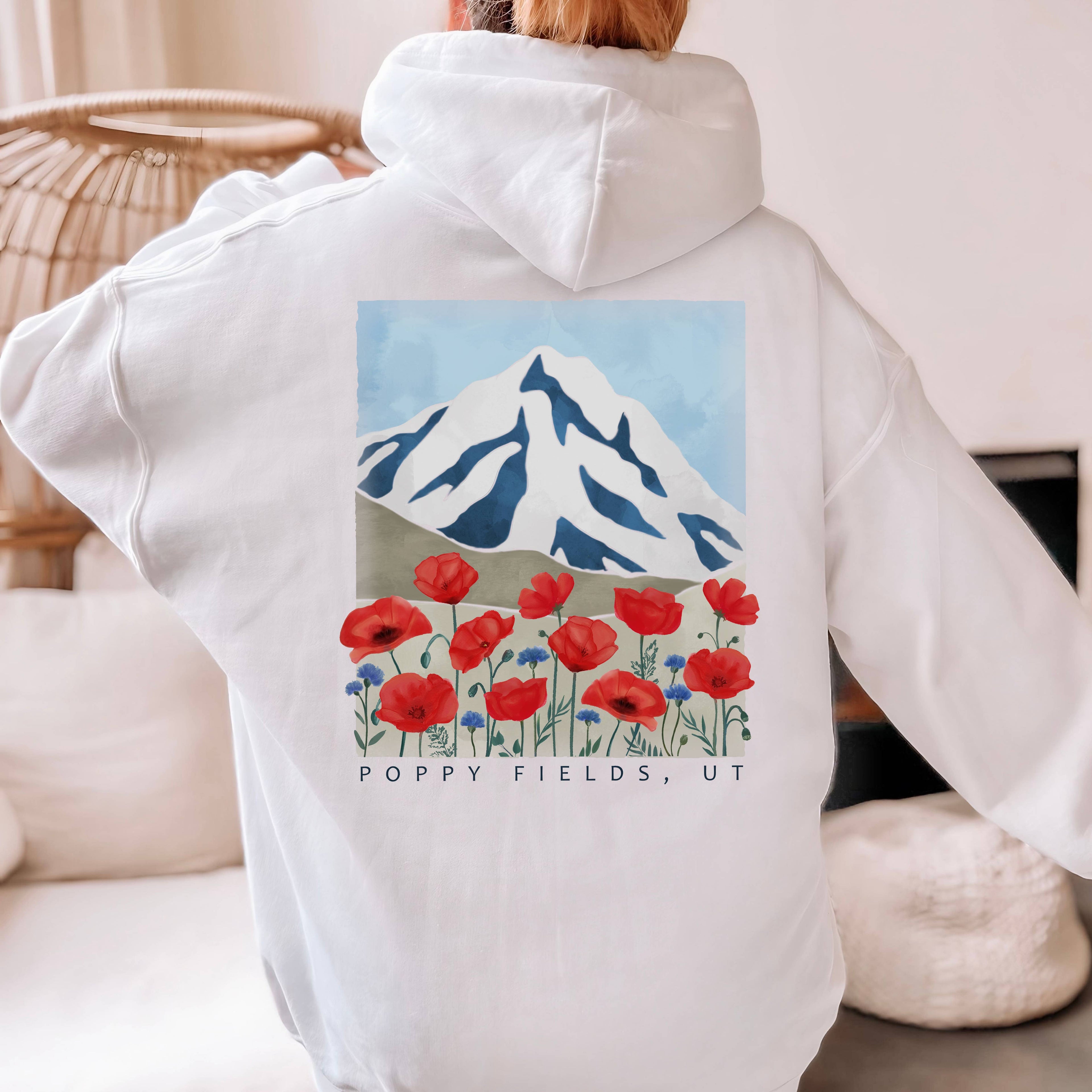 Mountain Poppies Hoodie | Floral | Sizes S-2XL T-Shirts, Sweatshirt | PodTeesHub.com