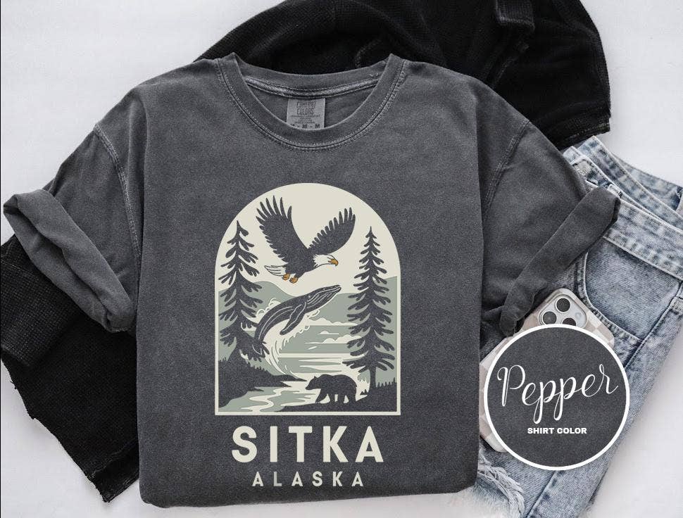 Nature Graphic Comfort Colors Tee - Sitka Alaska Wildlife Hoodie, Sweatshirt | PodTeesHub.com