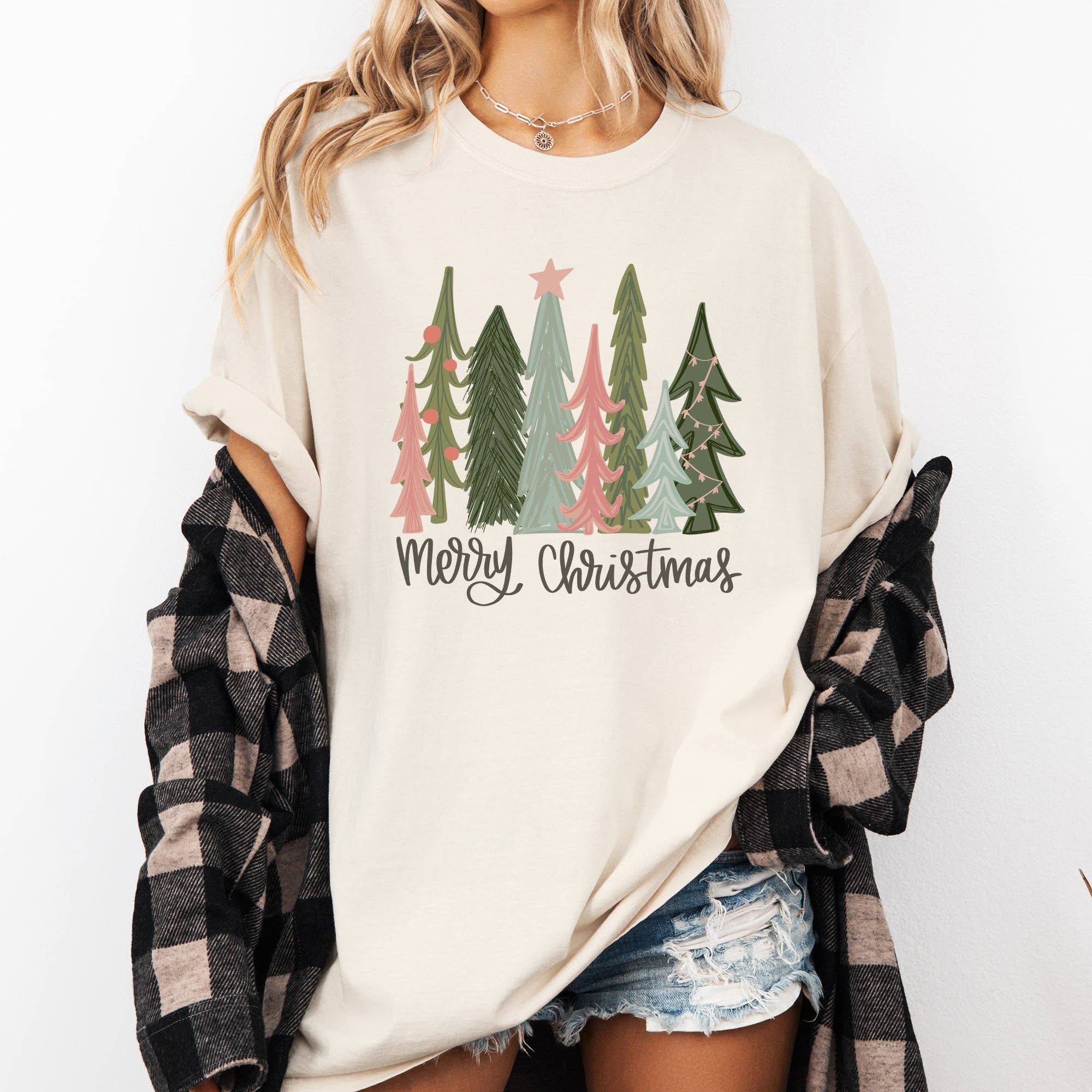 Merry Christmas Trees, Festive, Winter, Snow, Xmas Tshirt Hoodie, Sweatshirt | PodTeesHub.com
