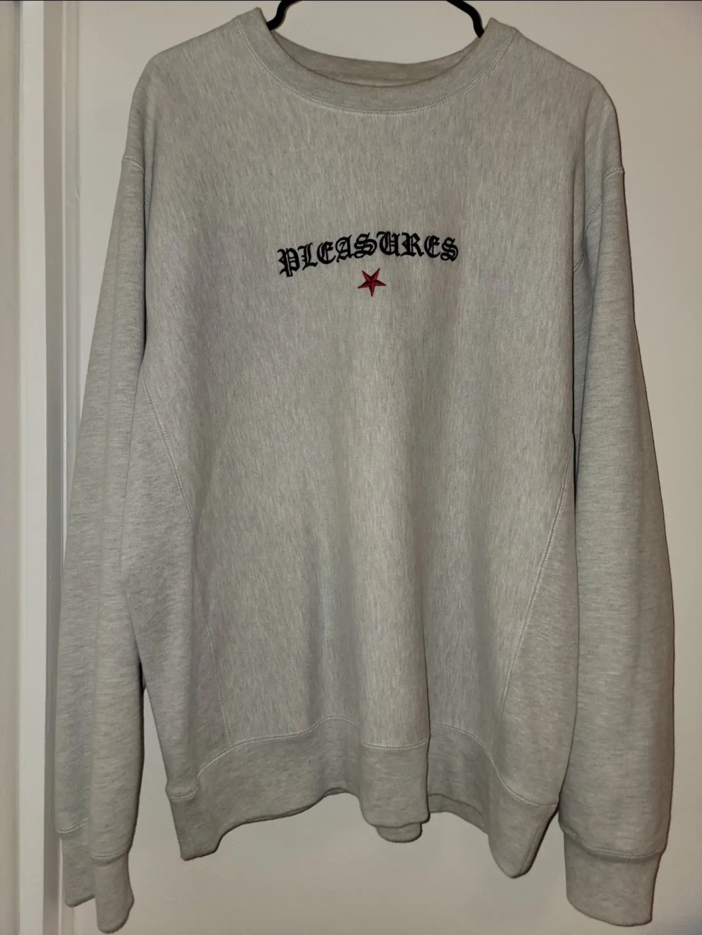 Pleasures Shine Embroidered Sweatshirt Size Large T-Shirts, Hoodie | PodTeesHub.com