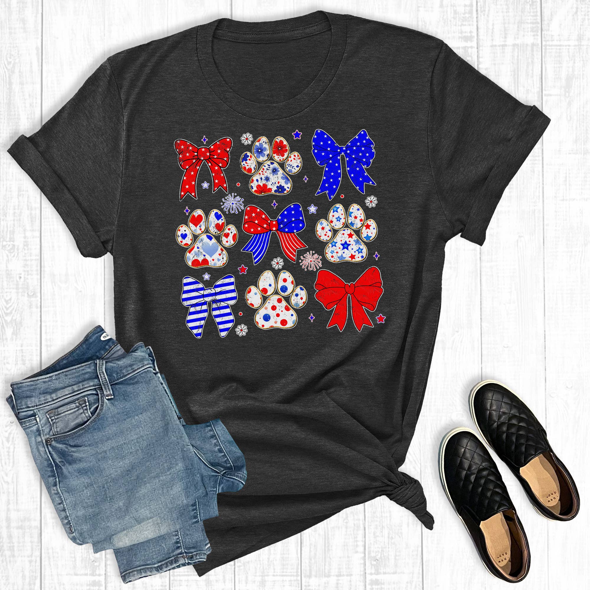 4th of July Coquette Dog Paws Graphic Tee Hoodie, Sweatshirt | PodTeesHub.com