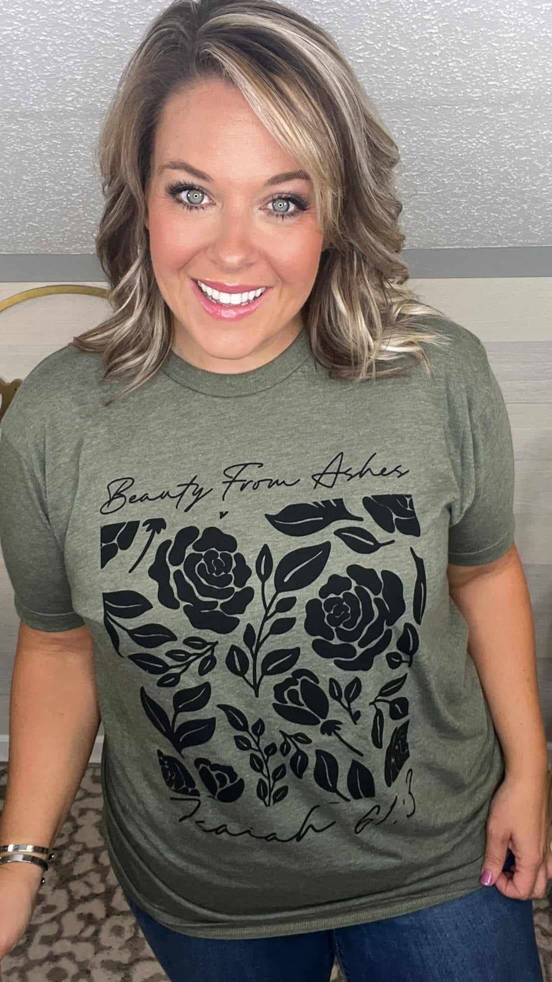Christian Beauty For Ashes Olive Graphic Tee Free Shipping Hoodie, Sweatshirt | PodTeesHub.com