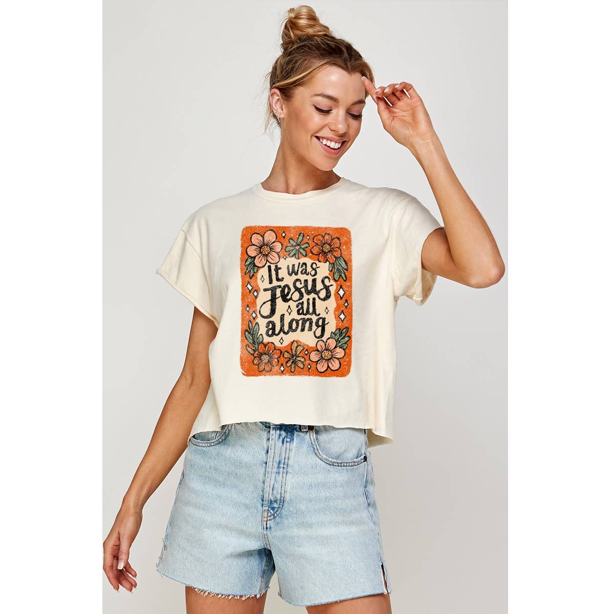 It Was Jesus All Along Vintage Graphic Crop Tee Hoodie, Sweatshirt | PodTeesHub.com