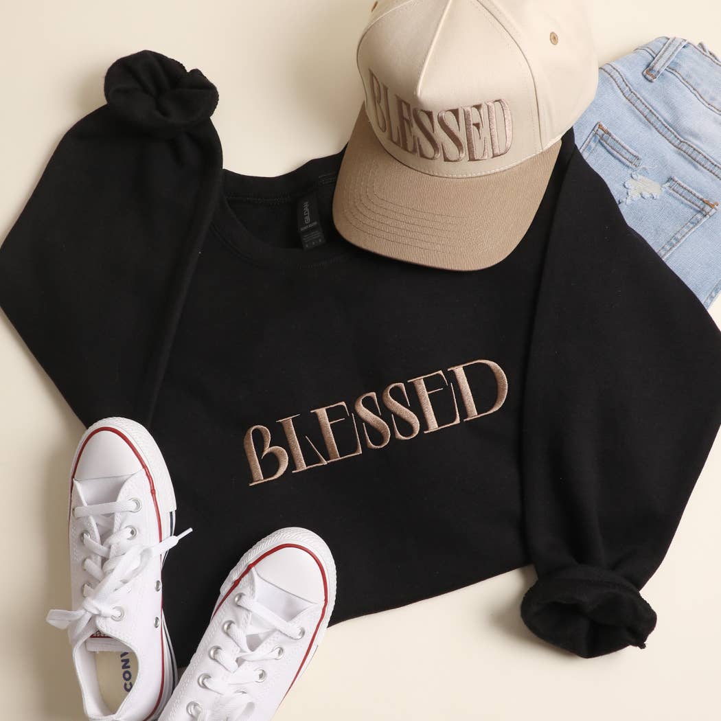 Blessed Embroidered Fleece Heavyweight Sweatshirt T-Shirts, Hoodie | PodTeesHub.com