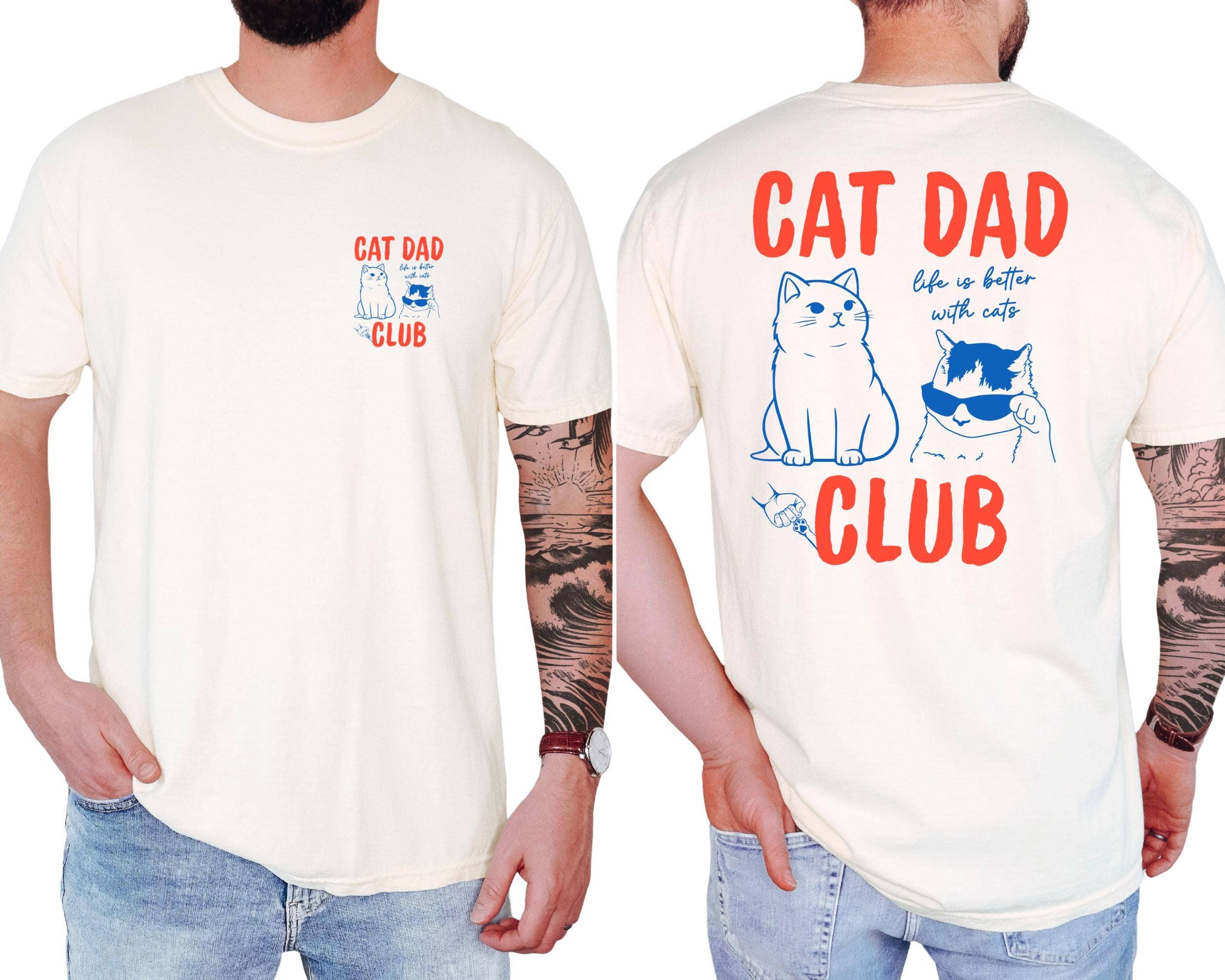 Cat Dad Club Tee, Funny Cat Lover Shirt Hoodie, Sweatshirt | PodTeesHub.com