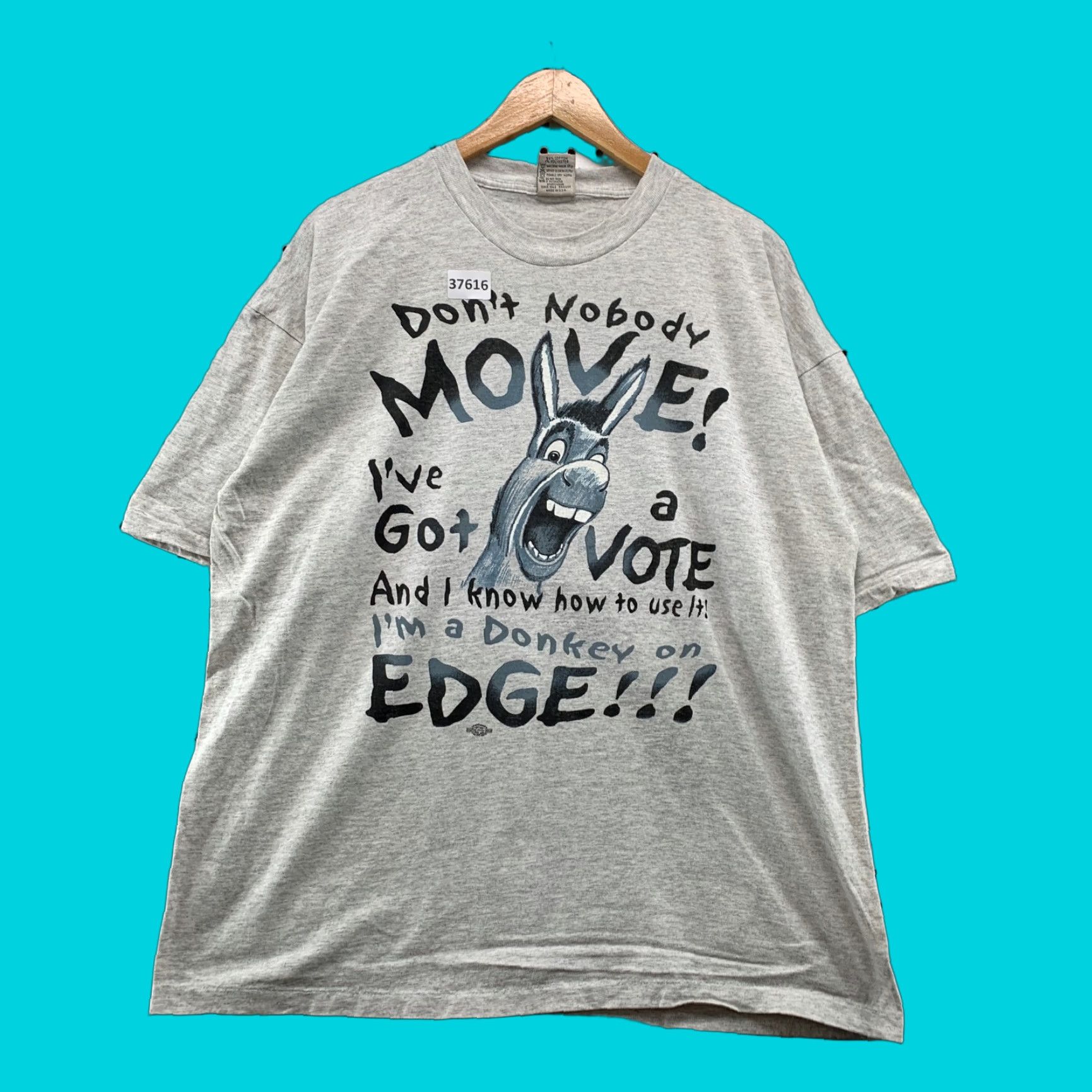 Vintage Donkey Voting 90s Shirt Xl Gray Usa Funny Quote T-Shirts, Hoodie, Sweatshirt