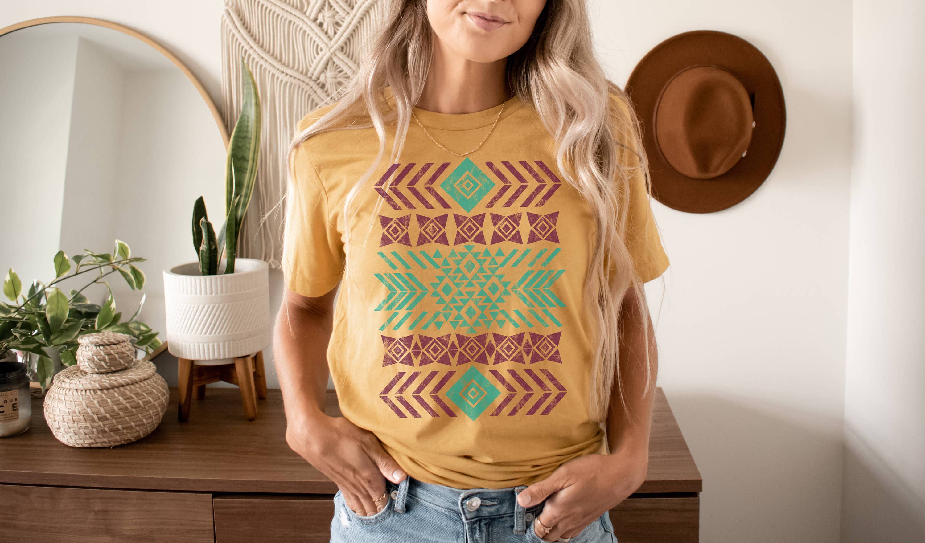 Aztec Pattern Graphic Tee | Western Shirt Hoodie, Sweatshirt | PodTeesHub.com