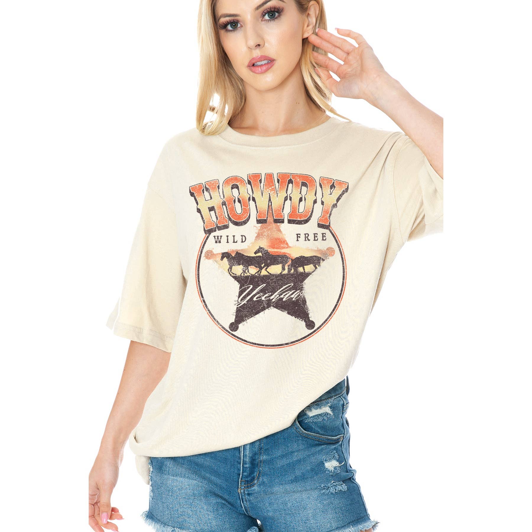 Howdy Wild Free - Unisex Oversized Screen Printed T-Shirt Hoodie, Sweatshirt | PodTeesHub.com
