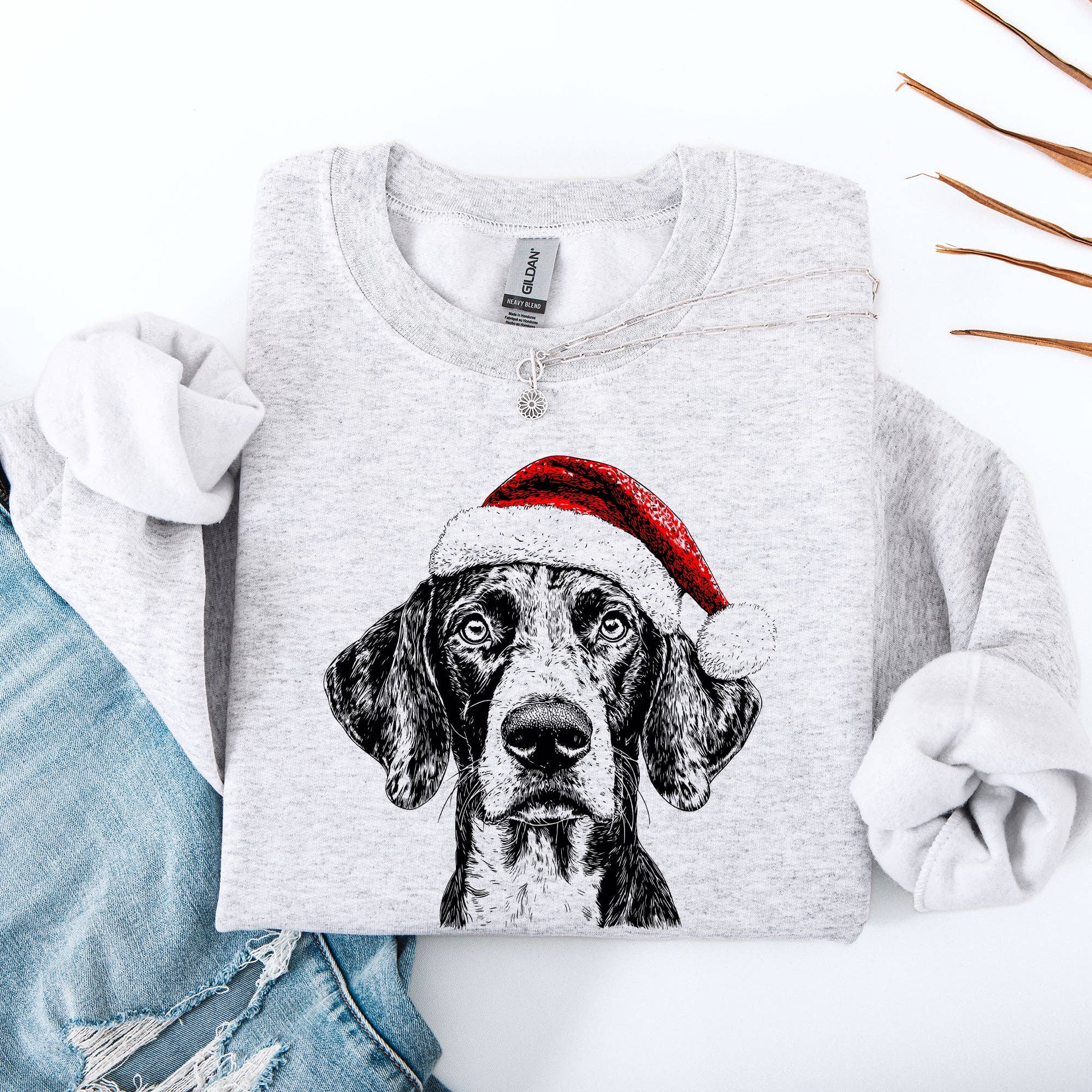 German Shorthaired, Santa, Dog, Christmas, Pet Sweatshirt T-Shirts, Hoodie | PodTeesHub.com