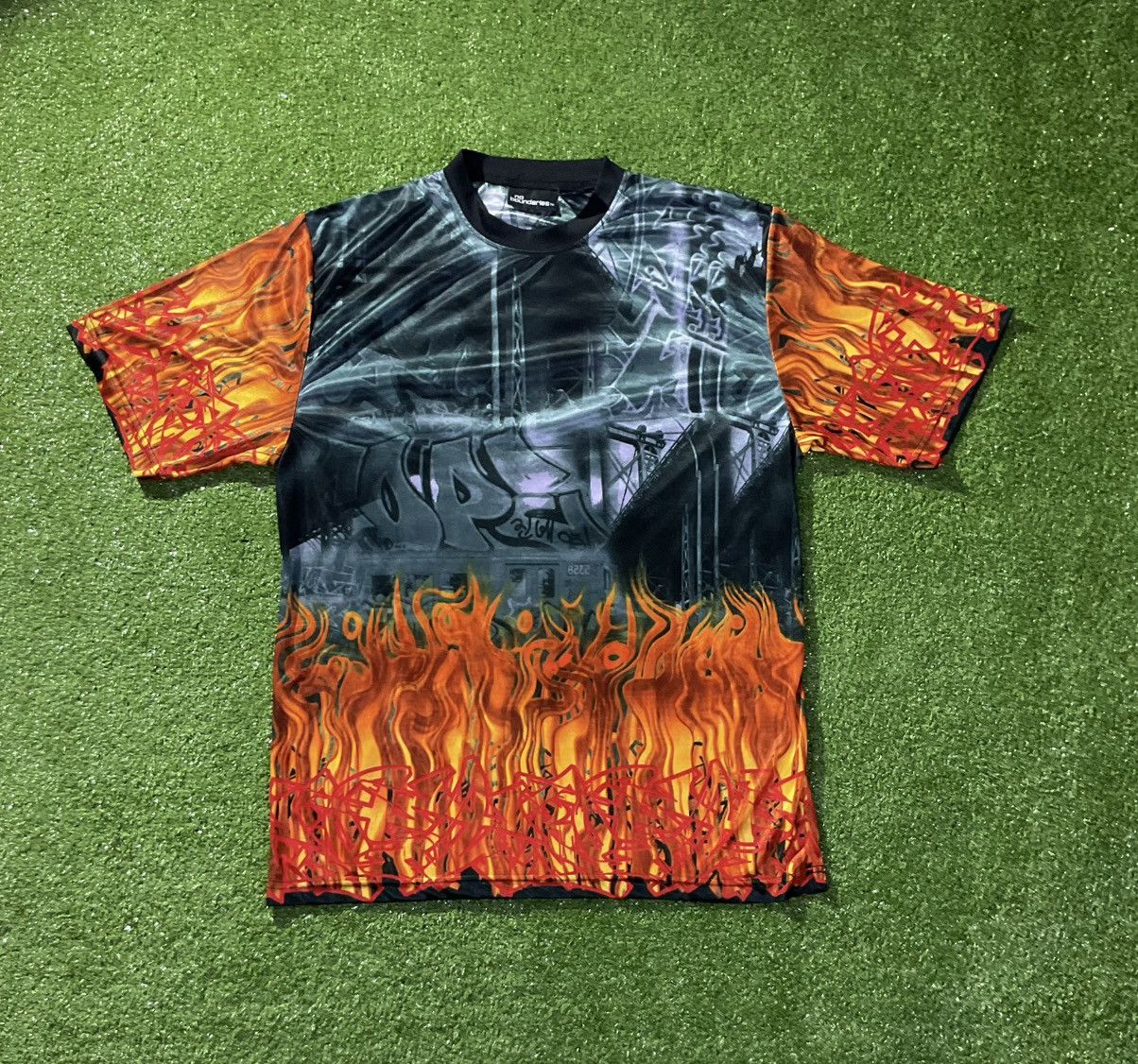Vintage No Boundaries Flaming Graffiti Print T Shirt Hoodie, Sweatshirt | PodTeesHub.com