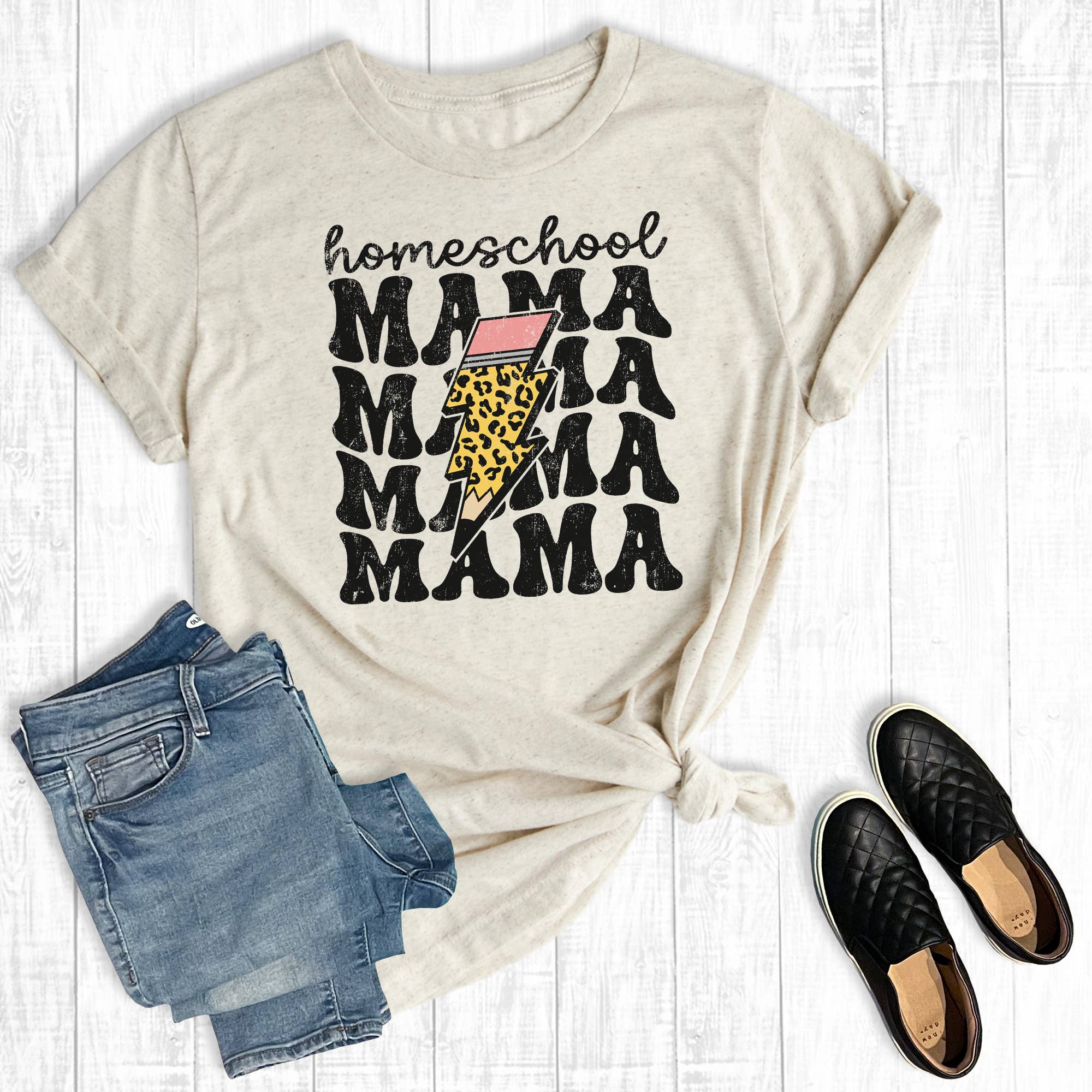 Retro Lightning Homeschool Mama Graphic Tee Hoodie, Sweatshirt | PodTeesHub.com