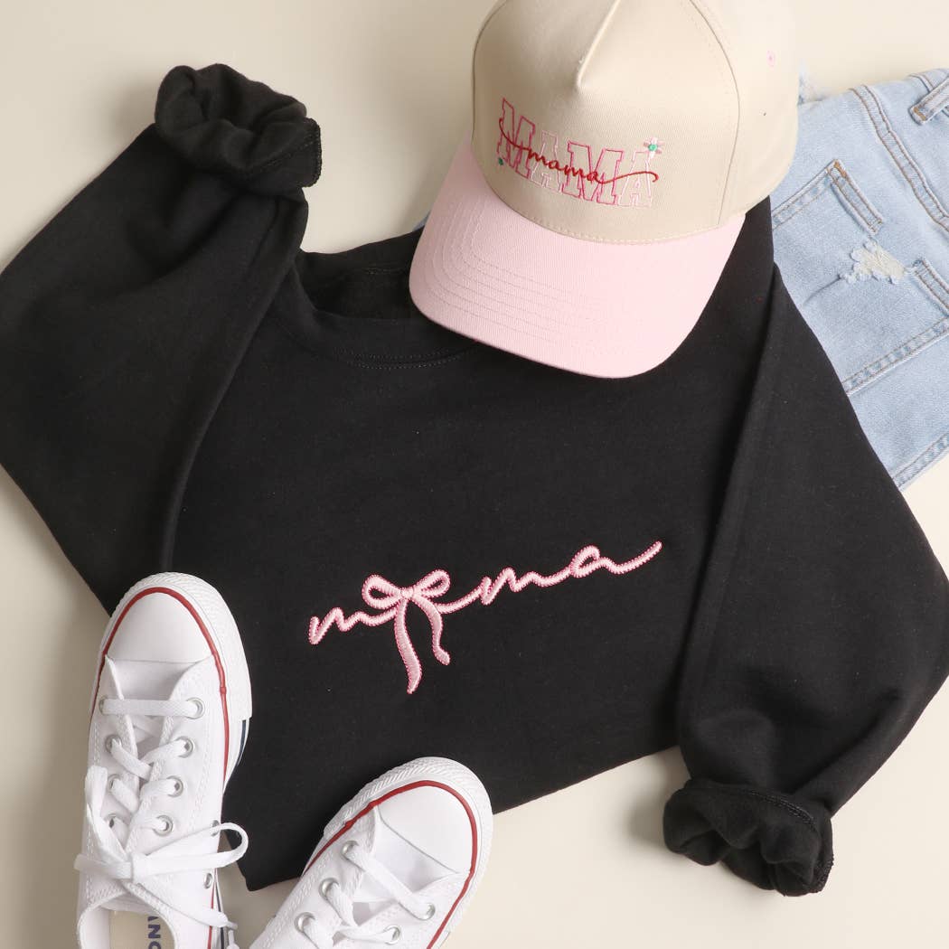 Mama Ribbon Embroidered Heavyweight Sweatshirt T-Shirts, Hoodie | PodTeesHub.com