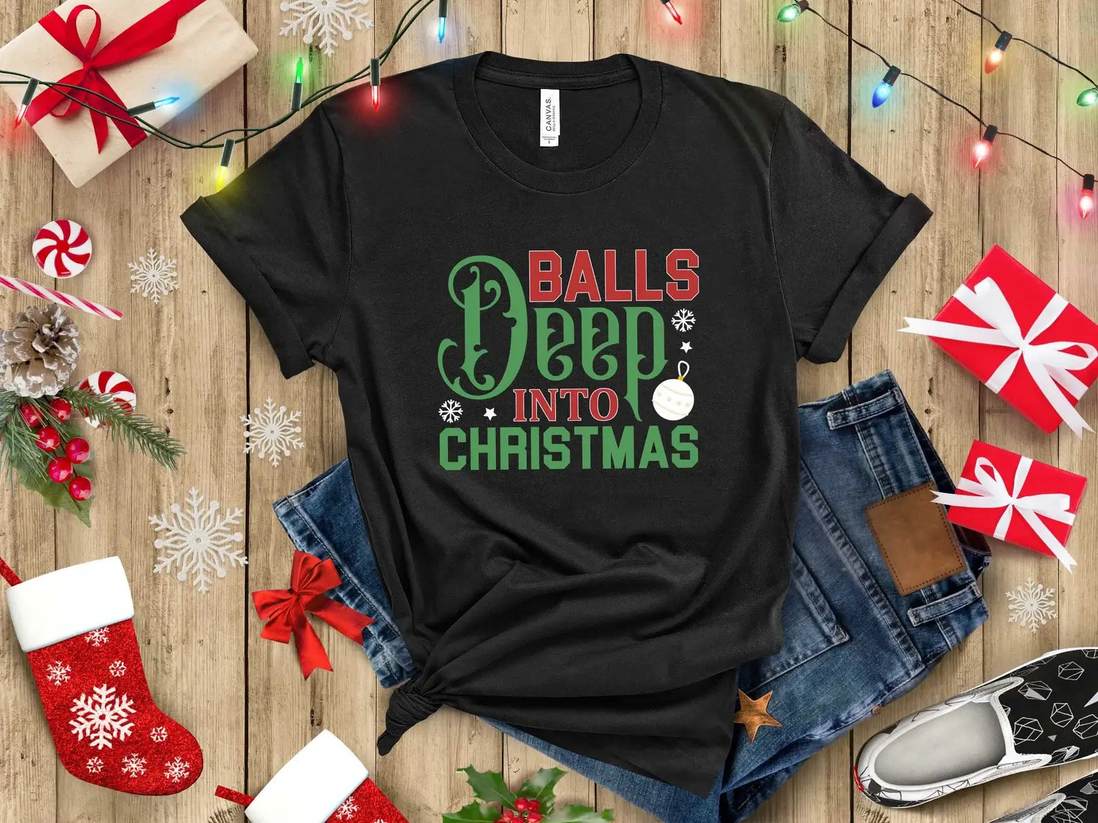 Balls Deep Into Christmas T-Shirt Hoodie, Sweatshirt | PodTeesHub.com