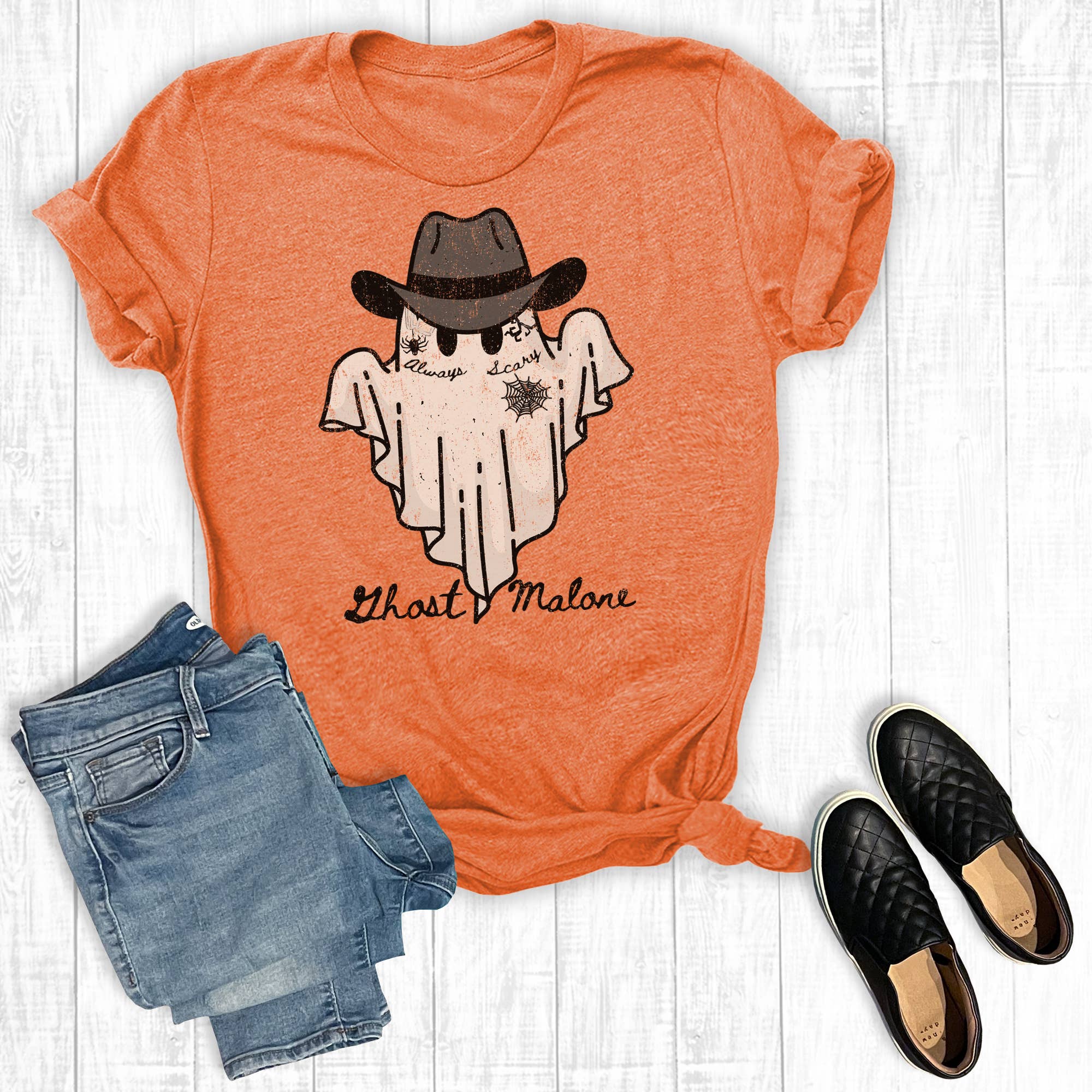 Western Halloween Ghost Malone Cowboy Graphic Tee Hoodie, Sweatshirt | PodTeesHub.com