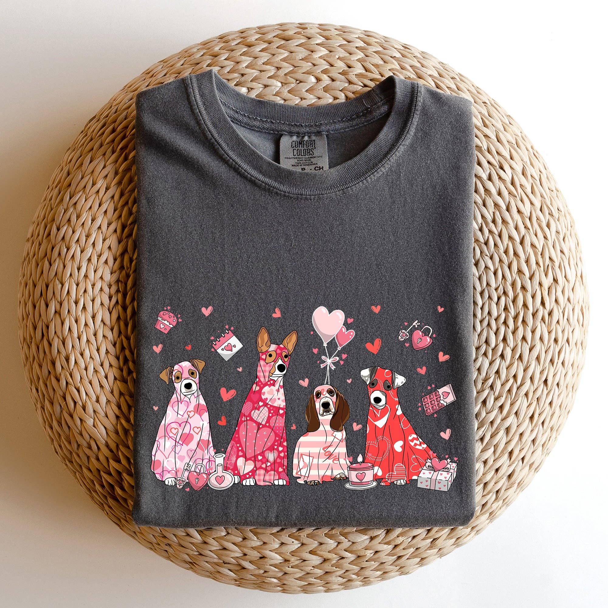 Valentine Ghost Dogs, Comfort Colors Tshirt, Valentine's Day Hoodie, Sweatshirt | PodTeesHub.com