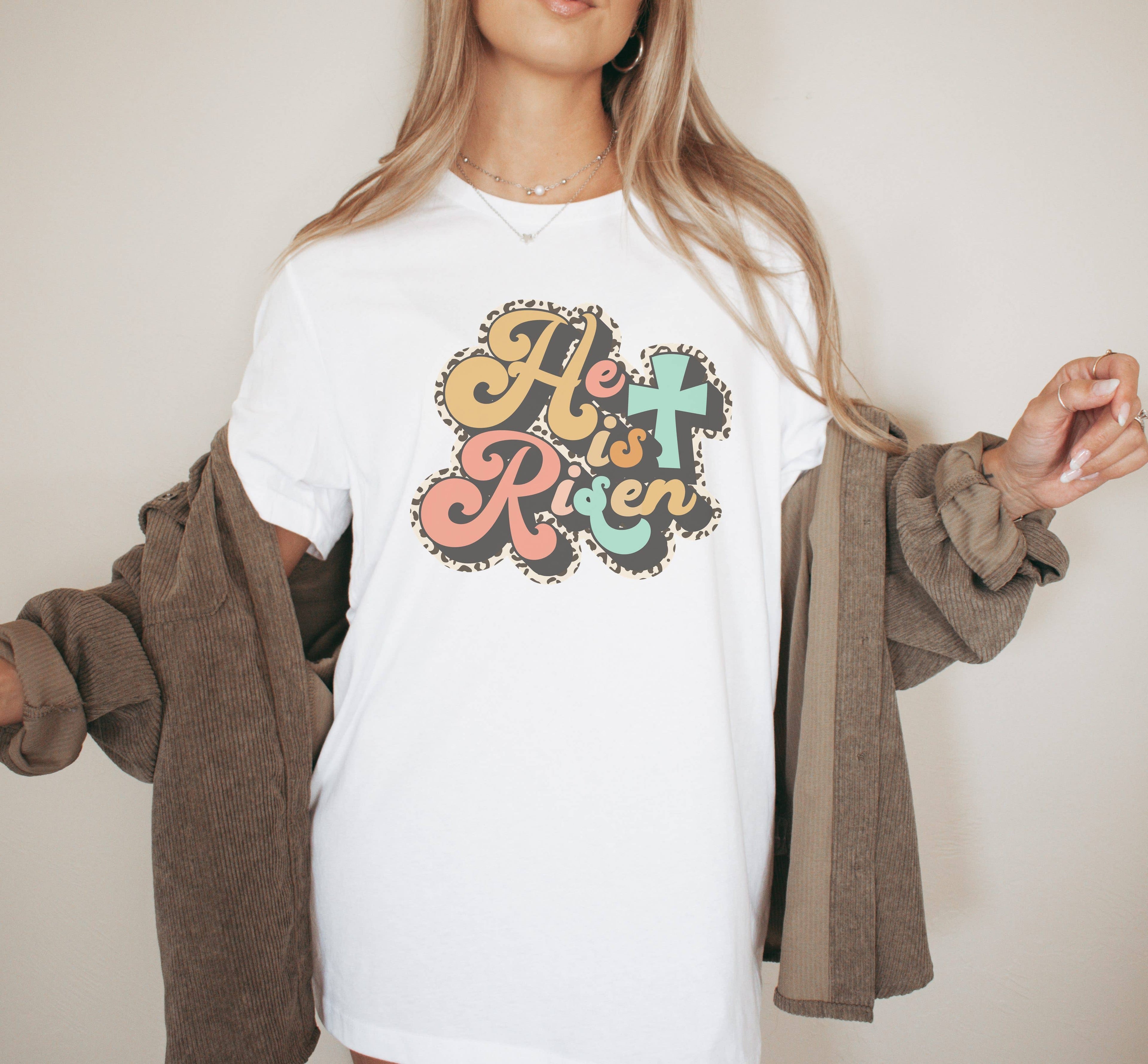 He Is Risen Leopard Easter Graphic Tee Hoodie, Sweatshirt | PodTeesHub.com