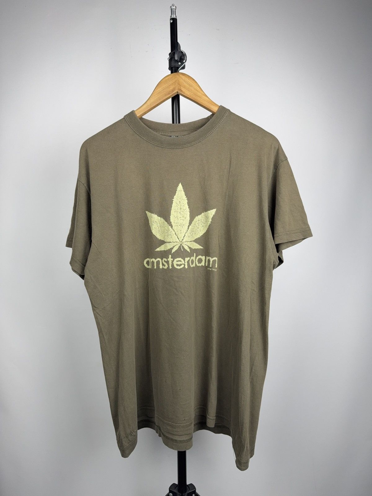 Vintage 00s Amsterdam Cannabis Leaf Graphic T Shirt Y2k Hoodie, Sweatshirt | PodTeesHub.com