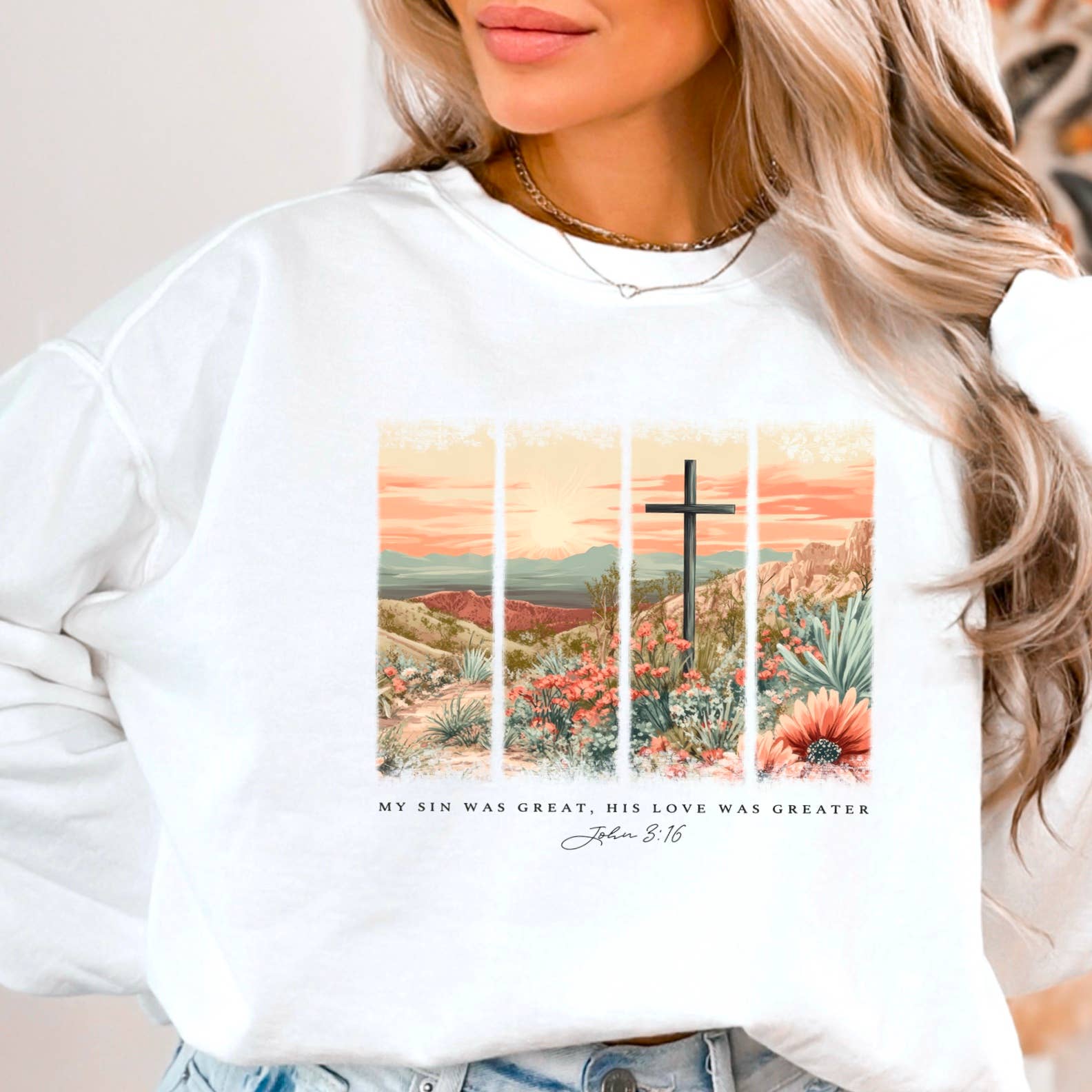 His Love Was Greater Easter Graphic Sweatshirt | Christian T-Shirts, Hoodie | PodTeesHub.com