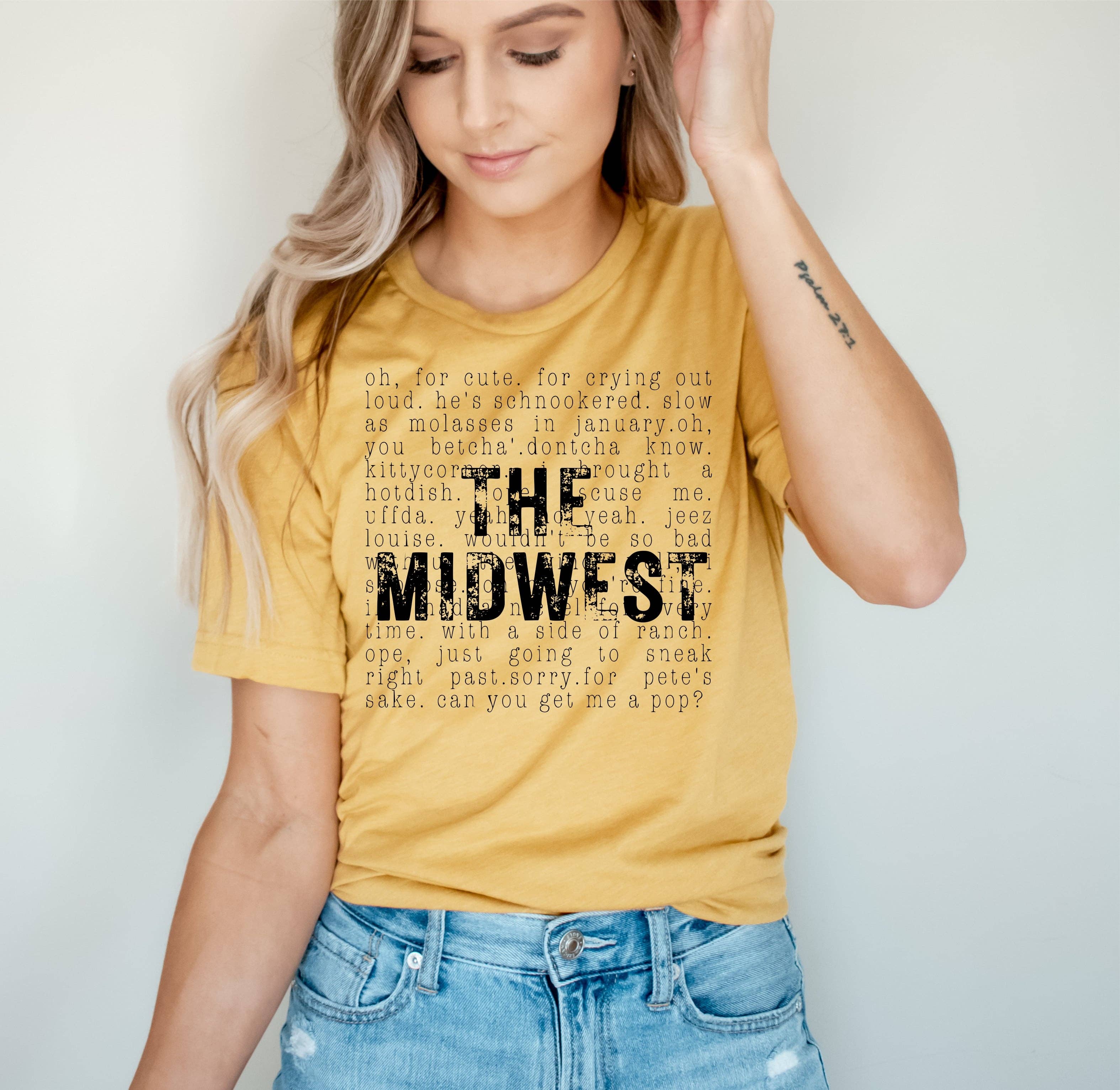 The Midwest Gold Bella Canvas Western Graphic Tee Free Ship Hoodie, Sweatshirt | PodTeesHub.com