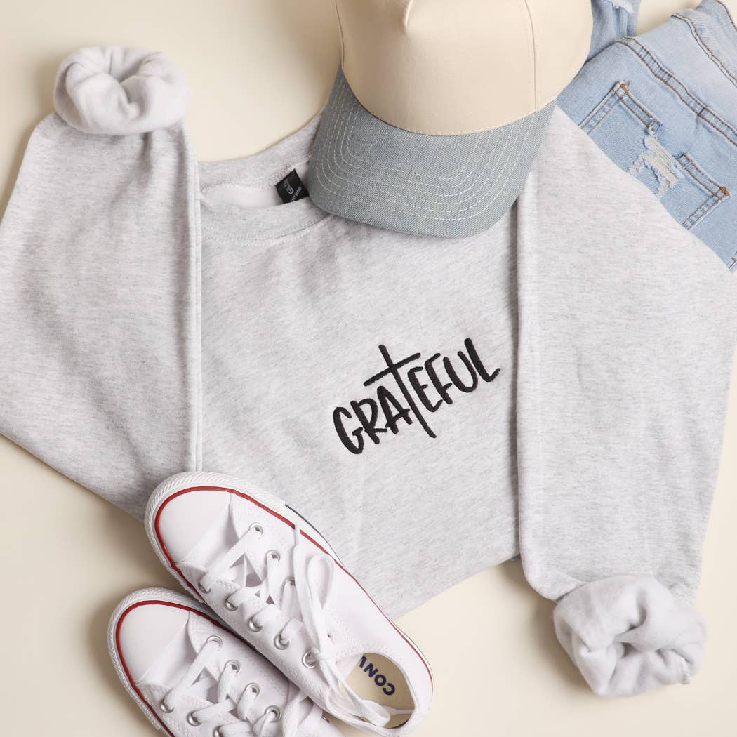 Grateful Embroidered Heavyweight Sweatshirt T-Shirts, Hoodie | PodTeesHub.com
