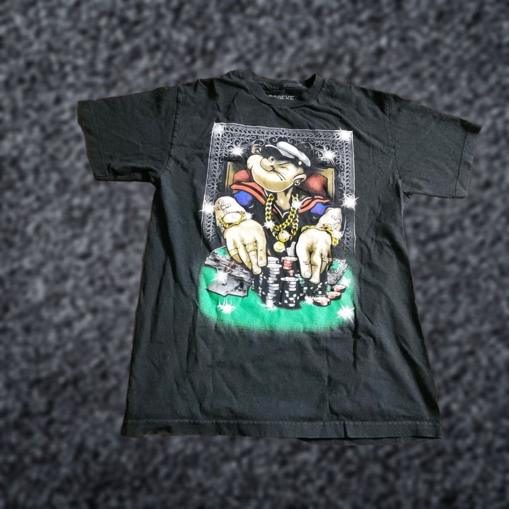 Vintage Popeye M Poker Bling Chain Gangster Cartoon T-Shirts, Hoodie, Sweatshirt