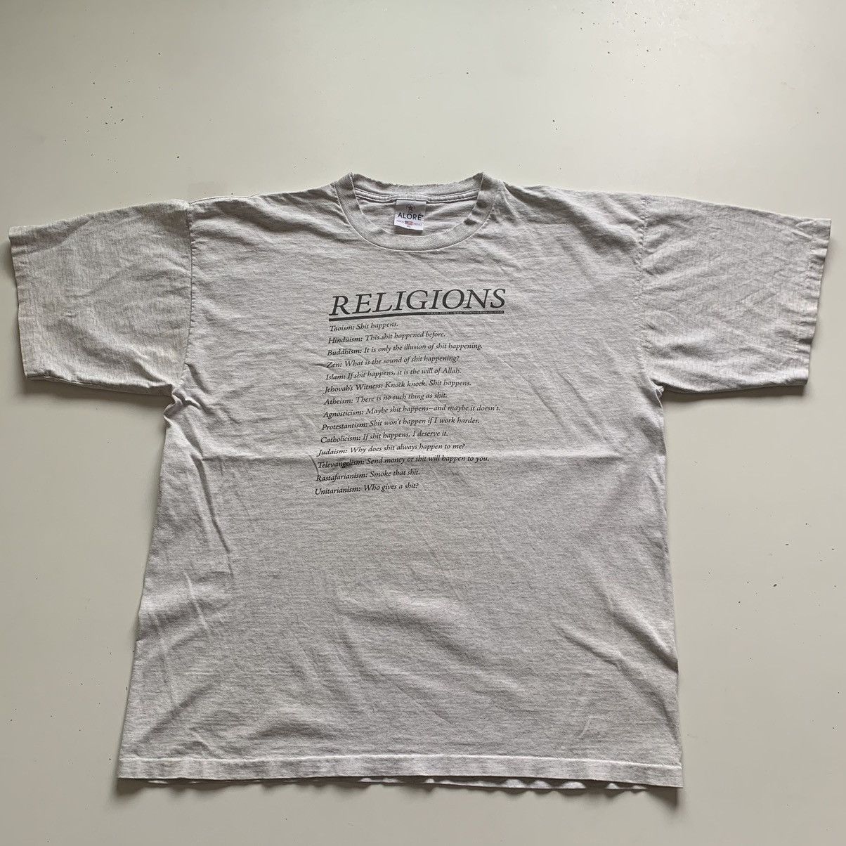 Vintage 90s World Religions Graphic Funny T Shirt Xl Rare Hoodie, Sweatshirt | PodTeesHub.com