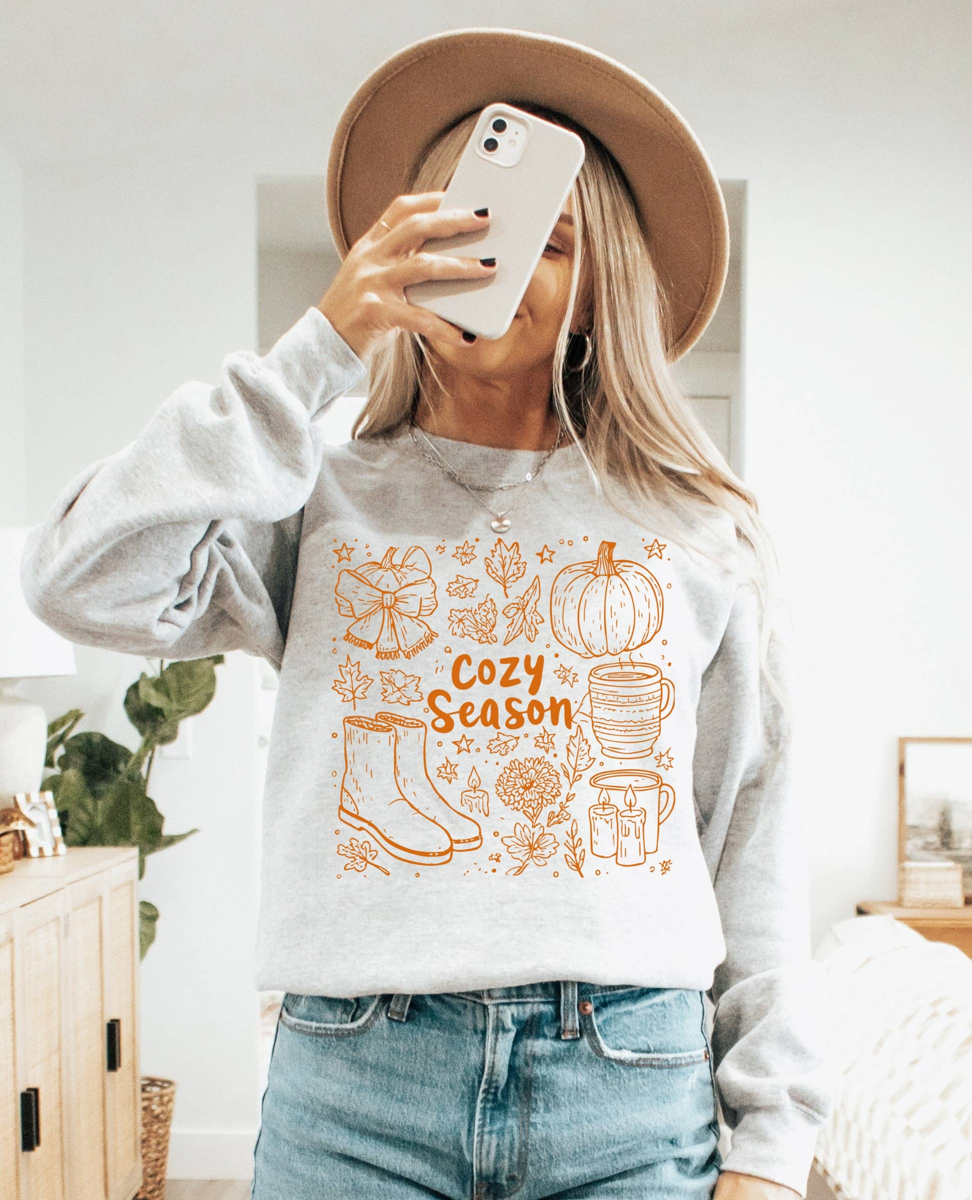 Cozy Season Cottagecore Crew Neck Sweatshirt | Trending T-Shirts, Hoodie | PodTeesHub.com