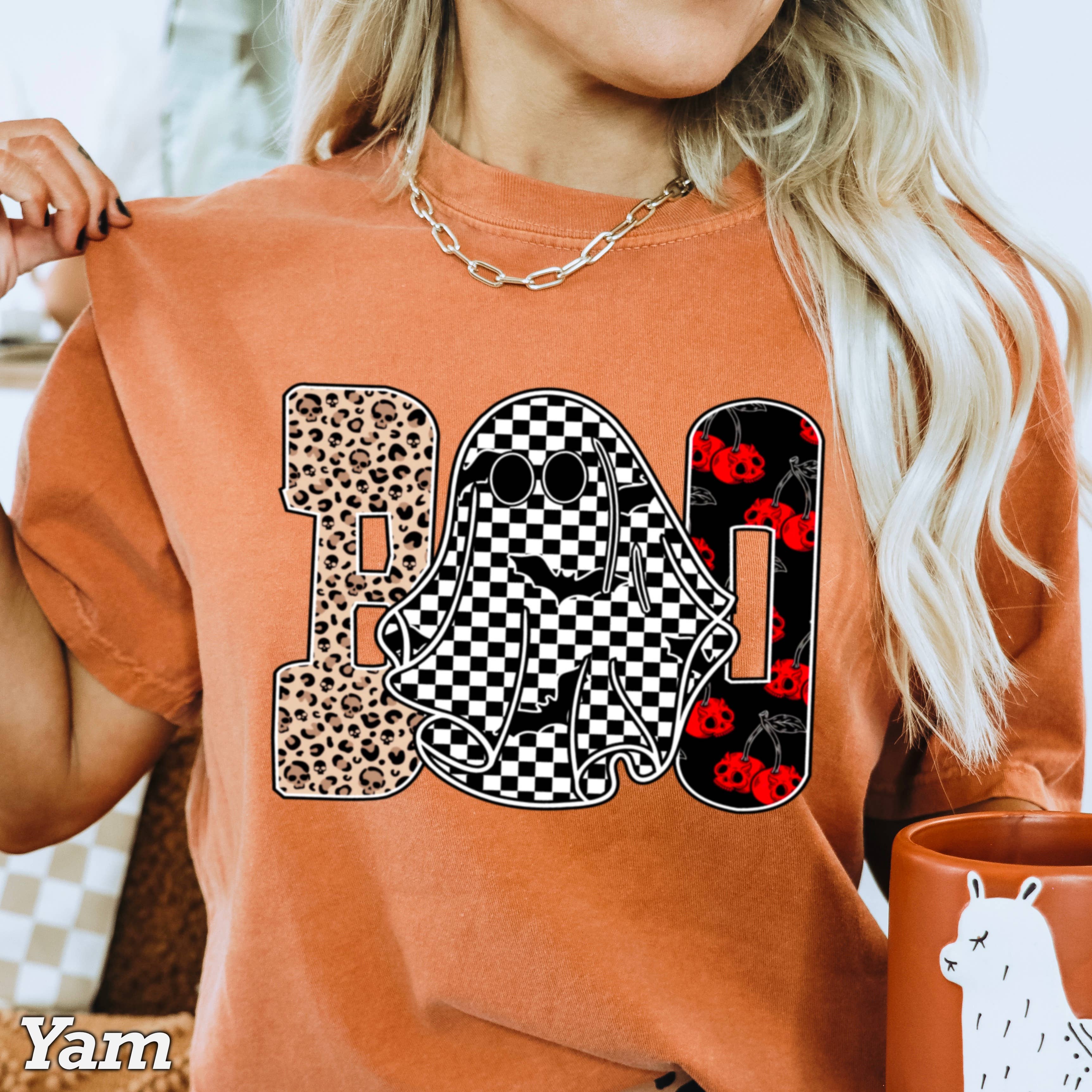 Halloween 2025 Leopard Boo Graphic Shirt | Comfort Color Hoodie, Sweatshirt | PodTeesHub.com