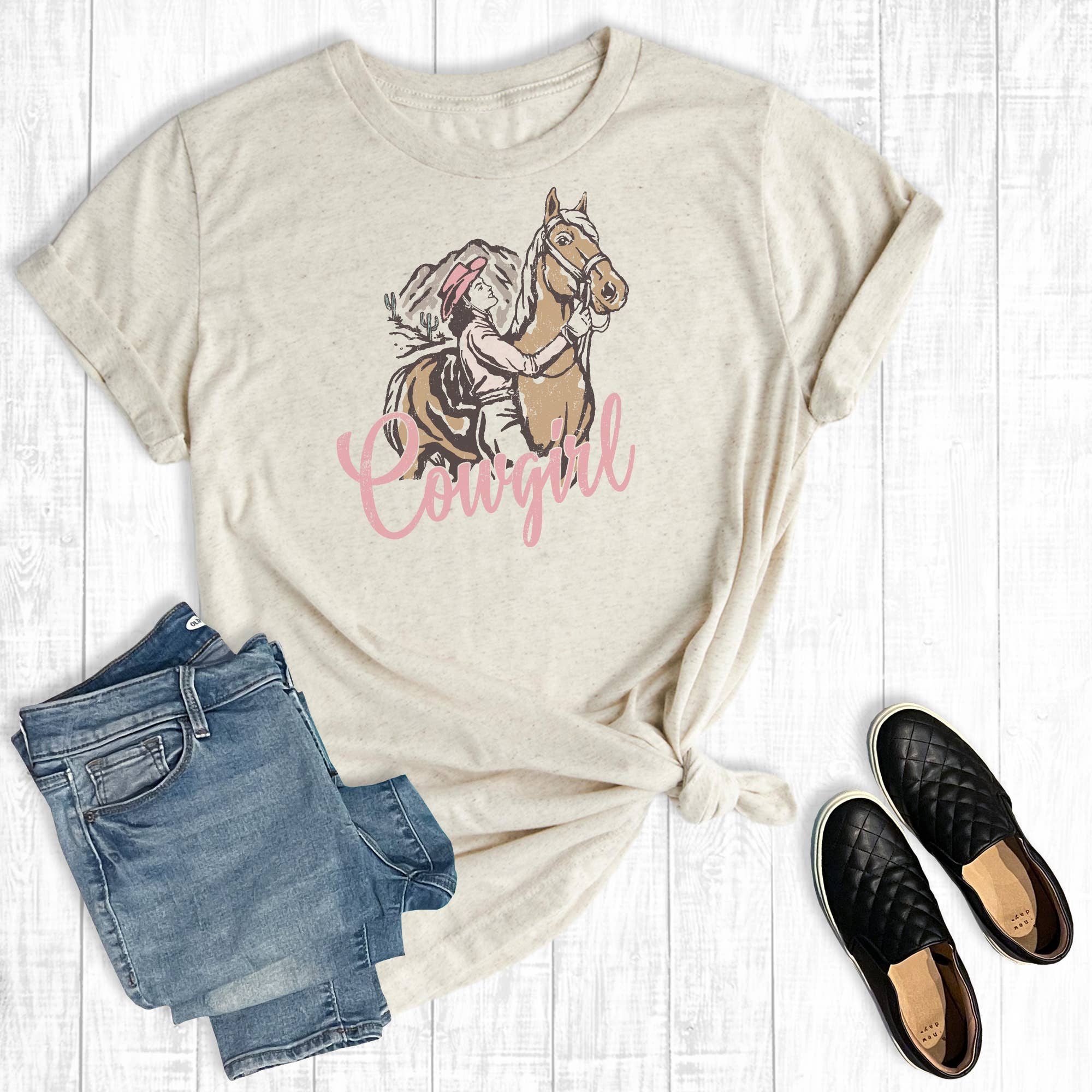 Western Cowgirl Horse Graphic Tee Hoodie, Sweatshirt | PodTeesHub.com