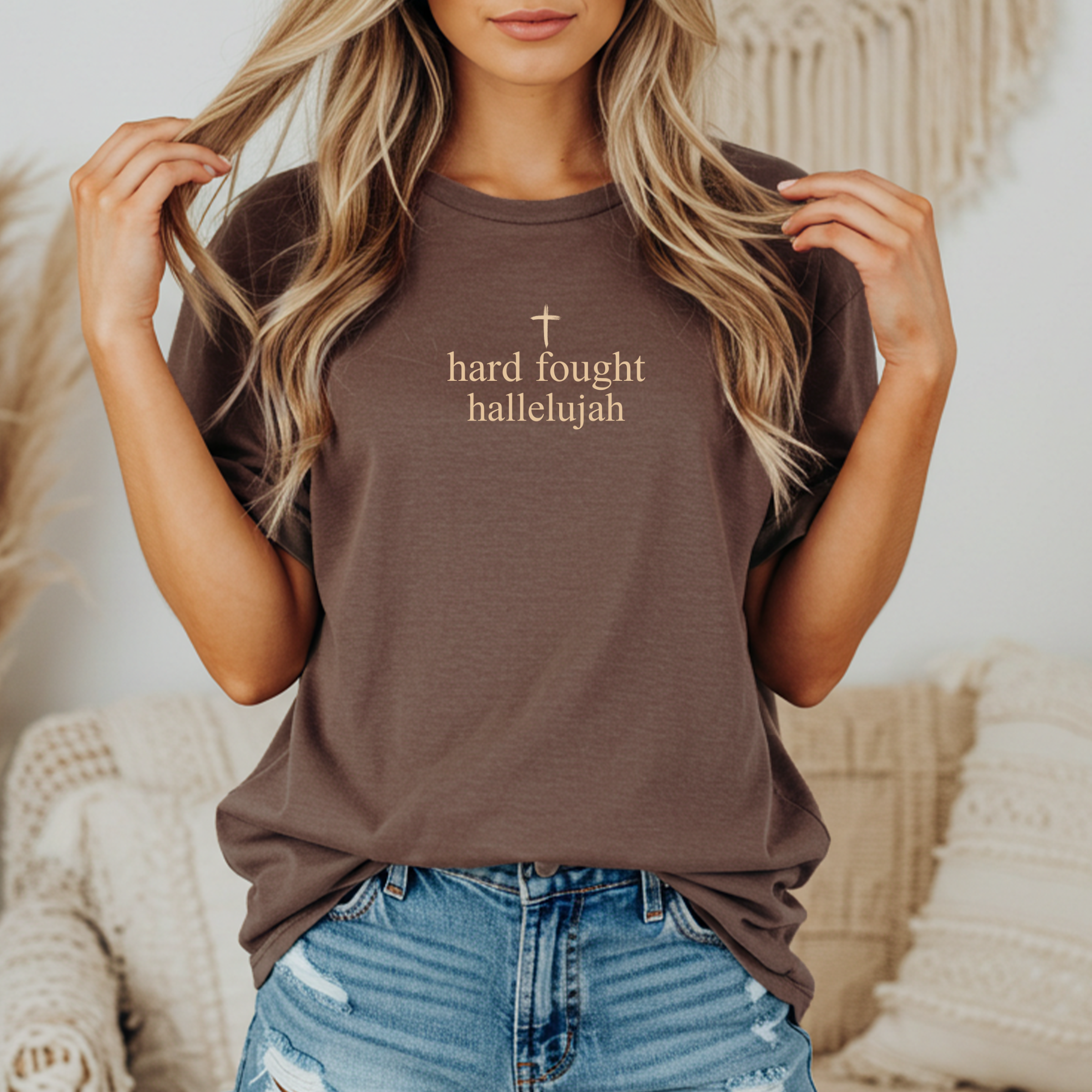 Hard Fought Hallelujah Faith Graphic Tee - Spring Tee Hoodie, Sweatshirt | PodTeesHub.com