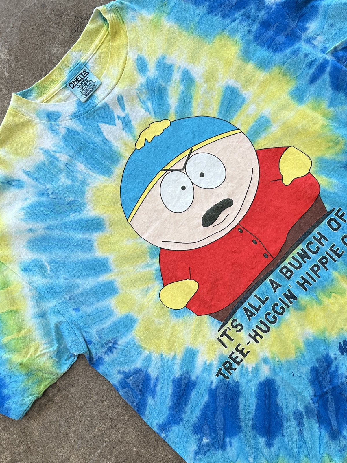 Vintage 1997 South Park Cartman Hippe Crap Tie Dye Tee Xl Hoodie, Sweatshirt | PodTeesHub.com
