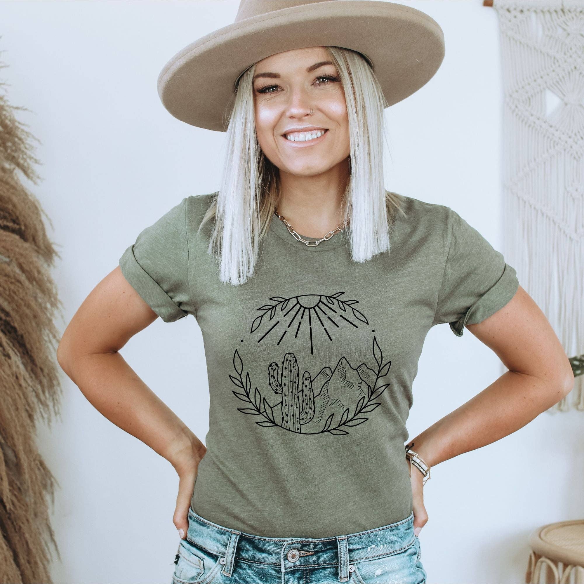 Cactus Desert Graphic Tee Western Saguaro Unisex Fit Hoodie, Sweatshirt | PodTeesHub.com