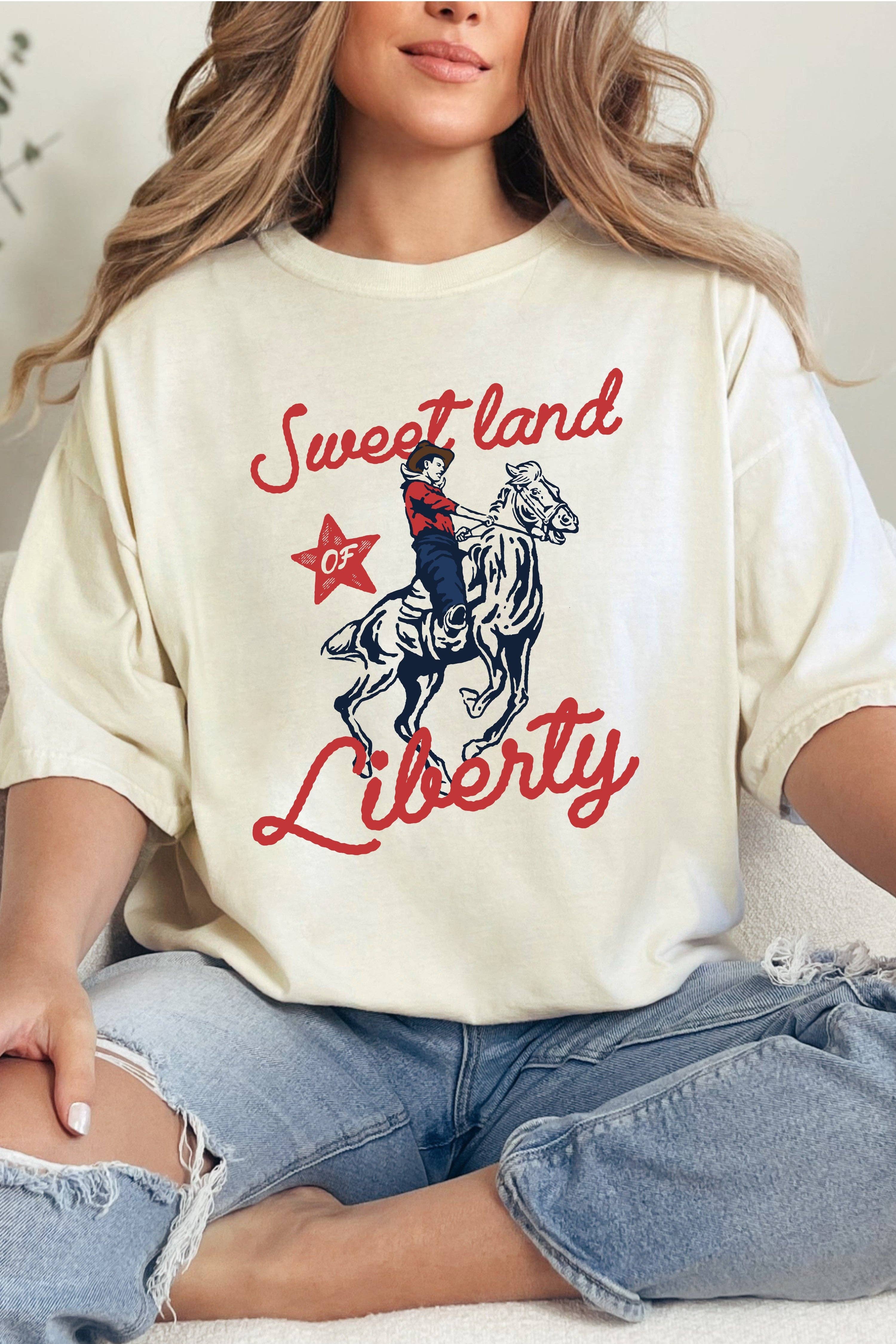 Sweet Land of Liberty Cowboy Graphic Tee Hoodie, Sweatshirt | PodTeesHub.com