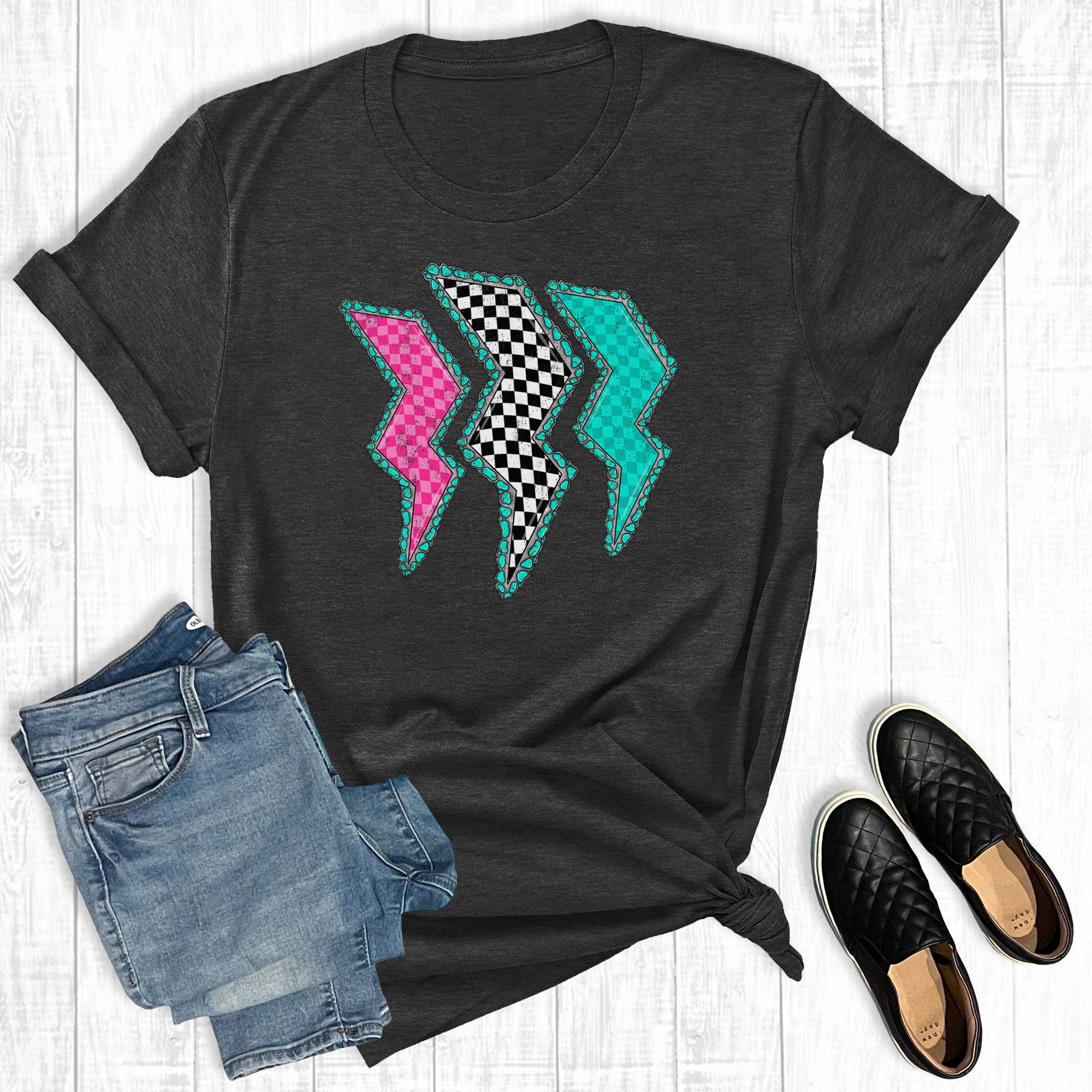 Western Turquoise Lighting Graphic Tee Hoodie, Sweatshirt | PodTeesHub.com