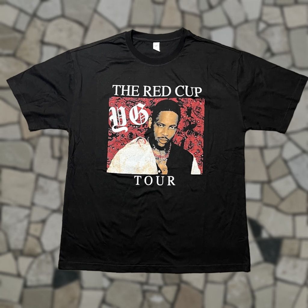 Vintage Yg The Red Cup Tour Hip Hop T Shirt Xl Black Cotton Short Sleeve Crew Neck Men Regul Hoodie, Sweatshirt
