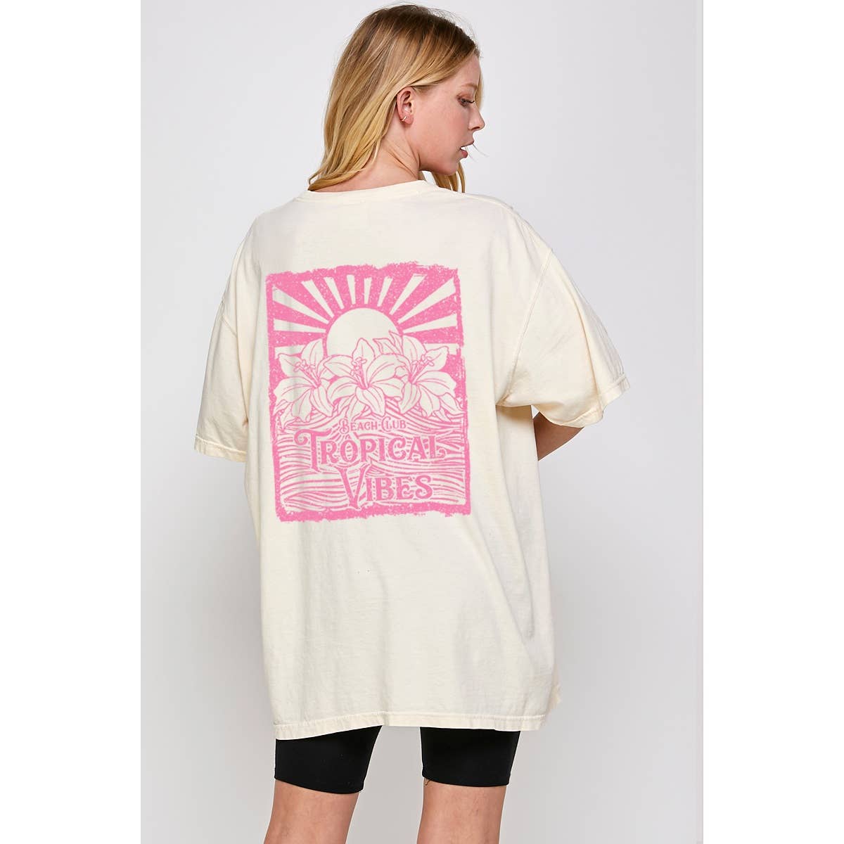 Tropical Vibes Vintage   Graphic  Oversized Tee Hoodie, Sweatshirt | PodTeesHub.com
