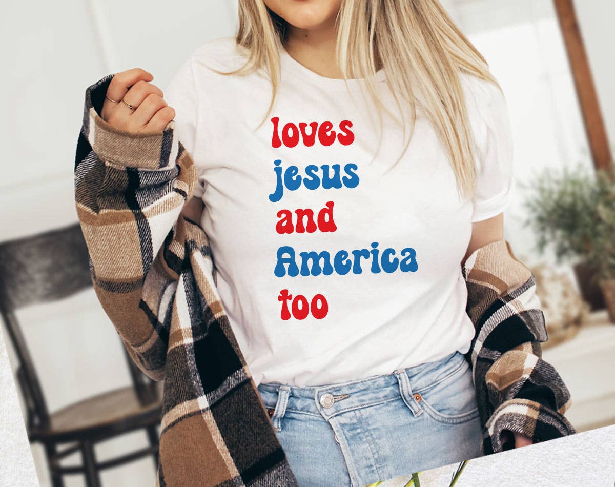 4th of July Loves Jesus and America Too - T-Shirt Hoodie, Sweatshirt | PodTeesHub.com