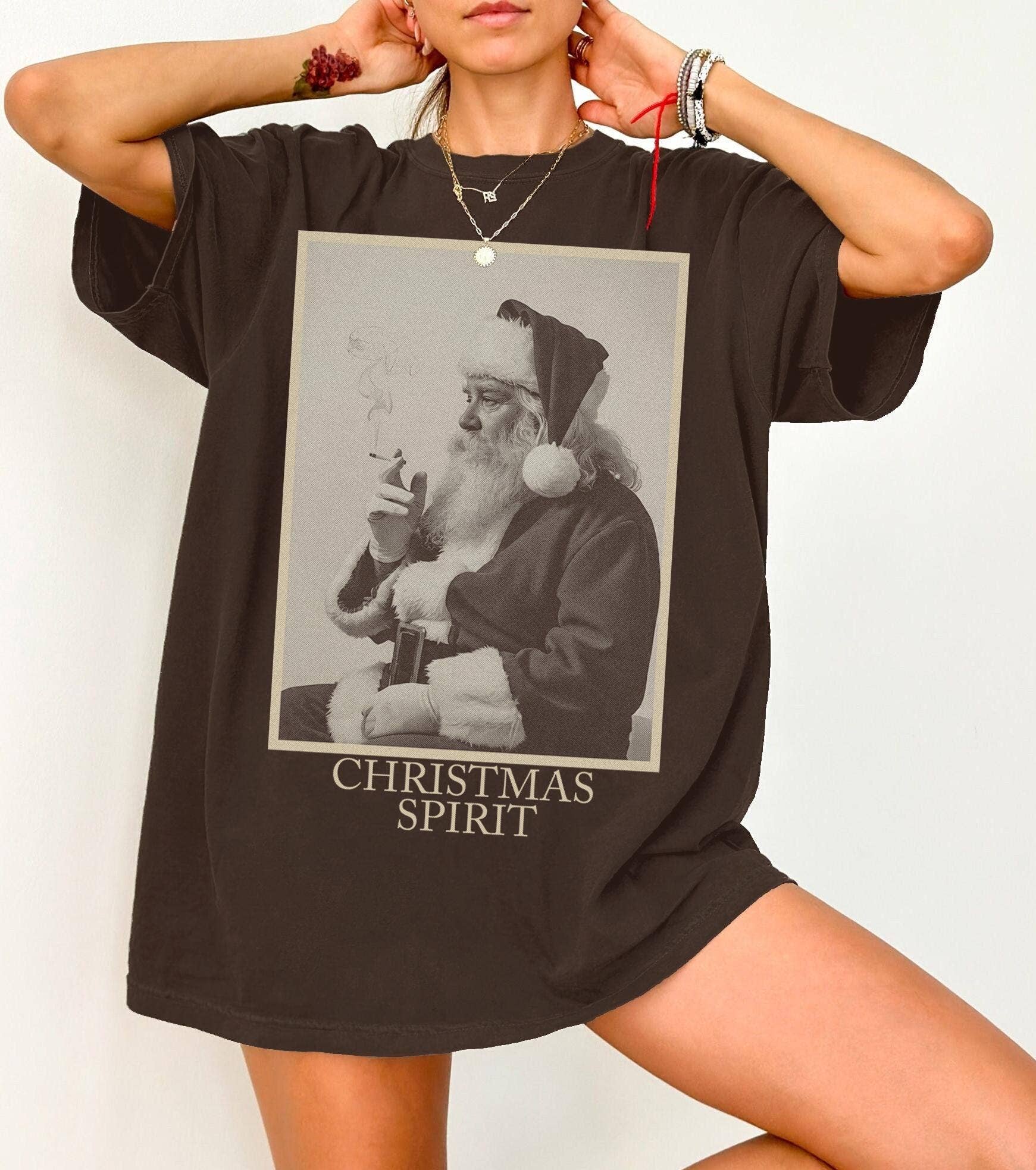 Retro Santa Smoking Christmas Tee, 90s Aesthetic Gift Hoodie, Sweatshirt | PodTeesHub.com