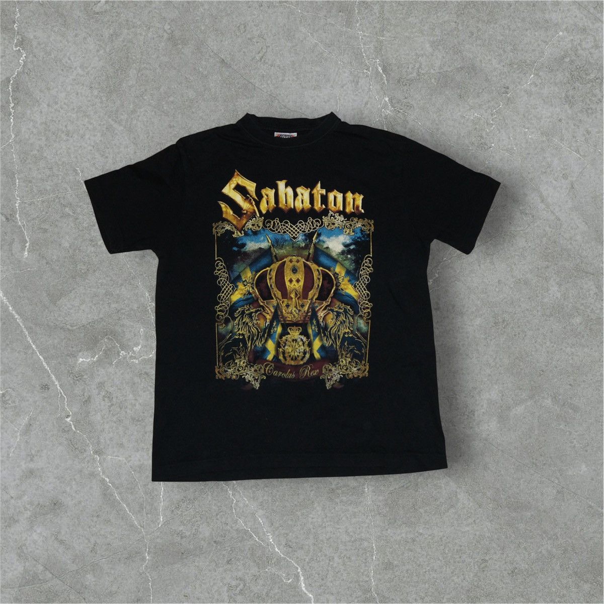 Vintage Sabaton Carolus Rex Rock Metal T Shirt Size S Vintage Band Hoodie, Sweatshirt | PodTeesHub.com