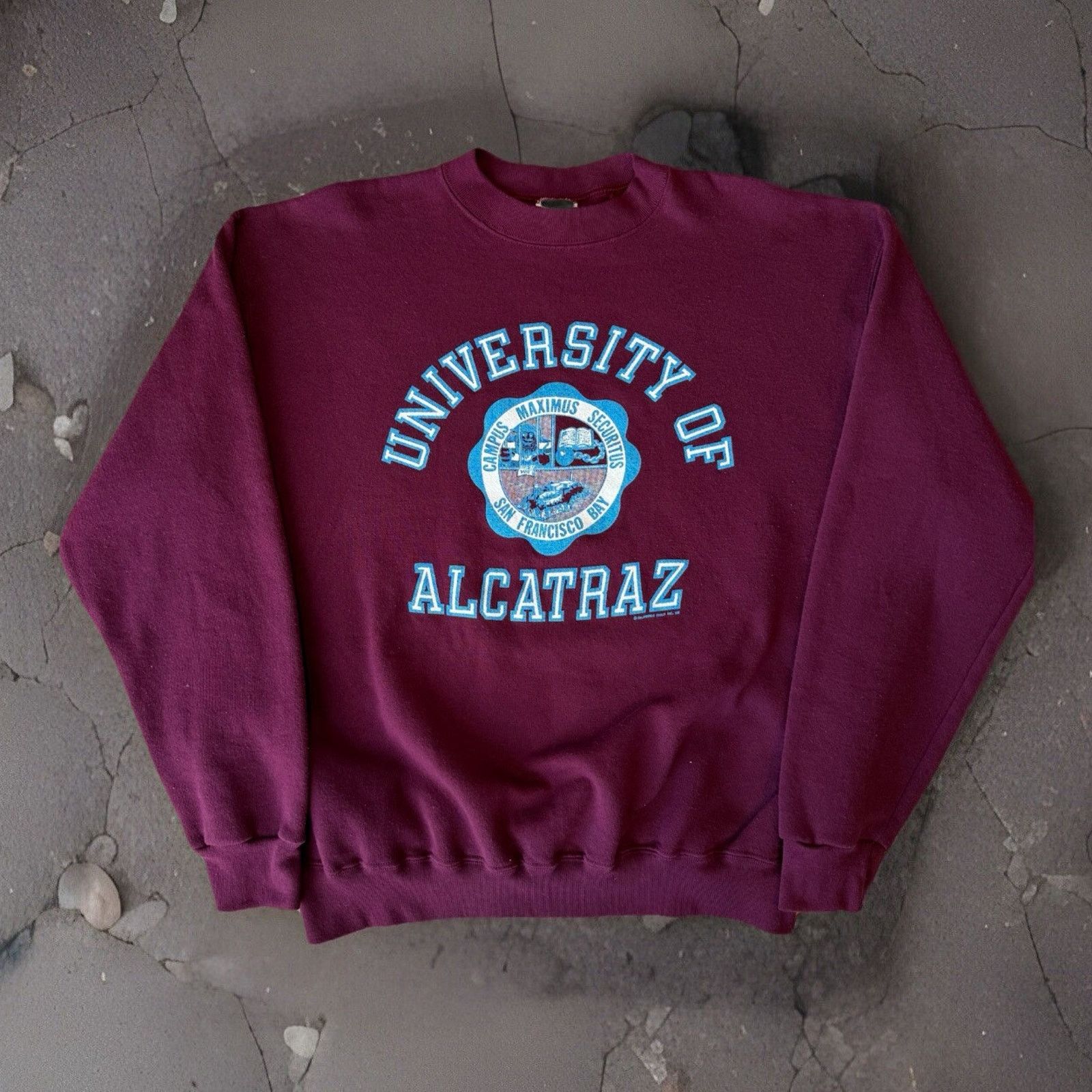 Vintage University Of Alcatraz Sweatshirt Xl Maroon 80s T-Shirts, Hoodie | PodTeesHub.com