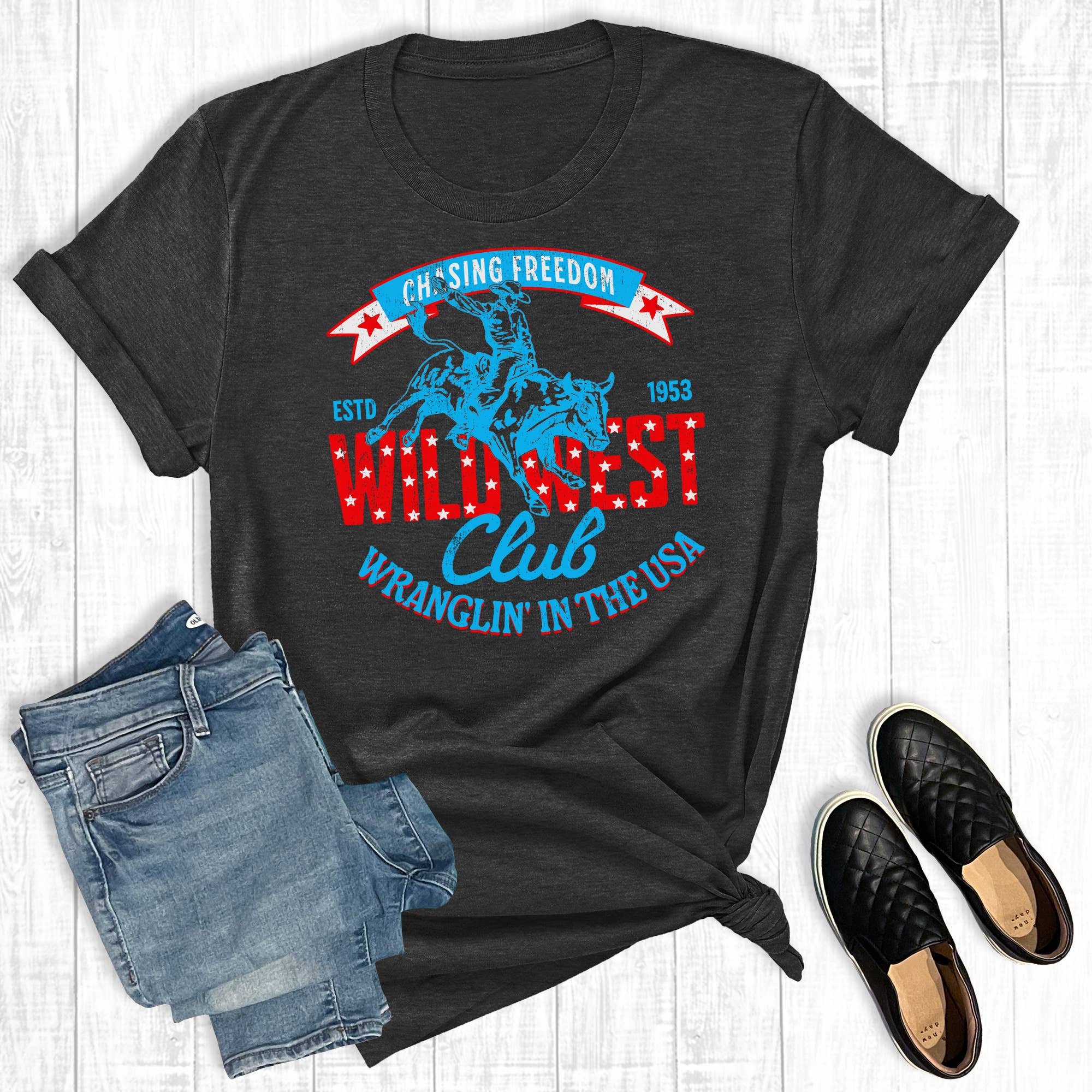 Western Chasing Freedom Club Graphic Tee Hoodie, Sweatshirt | PodTeesHub.com