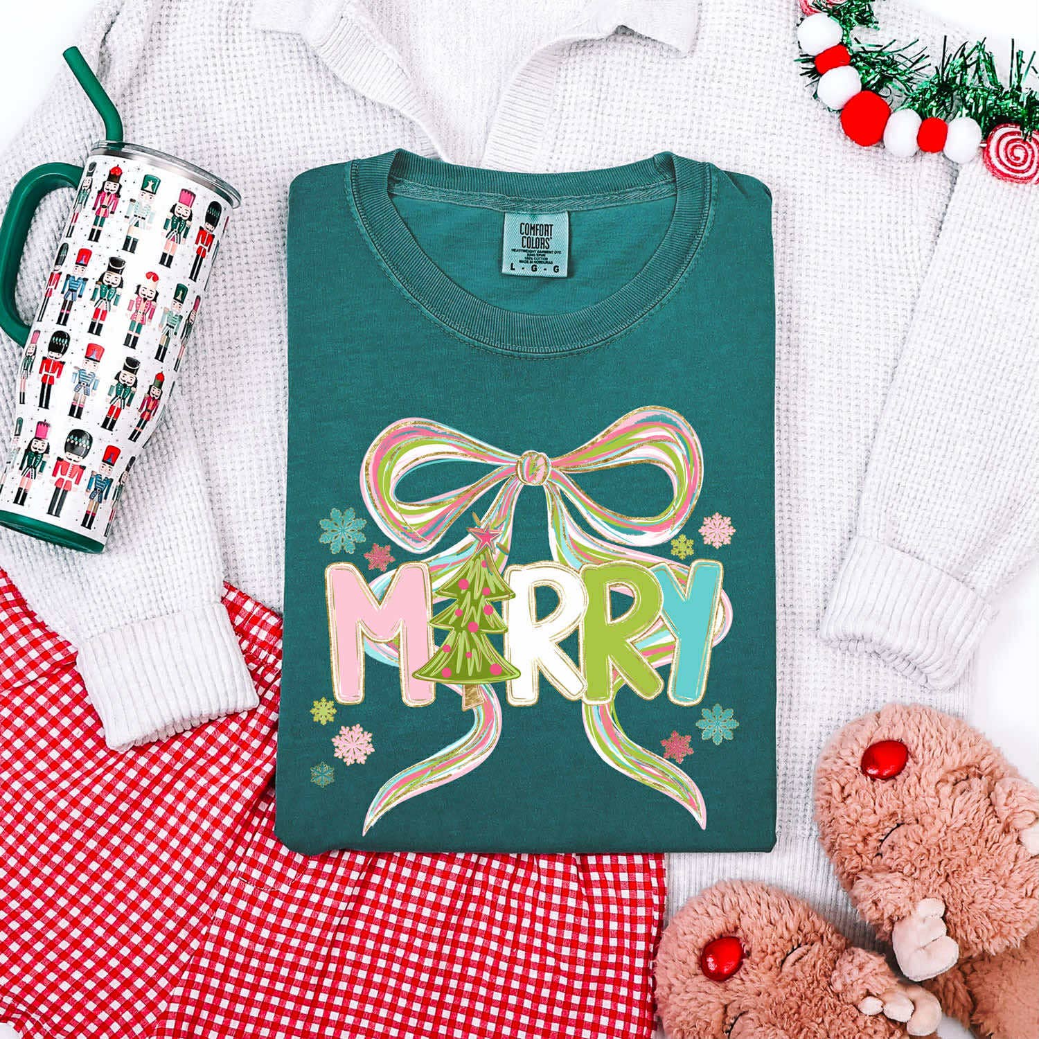 Merry Bow Tee Hoodie, Sweatshirt | PodTeesHub.com