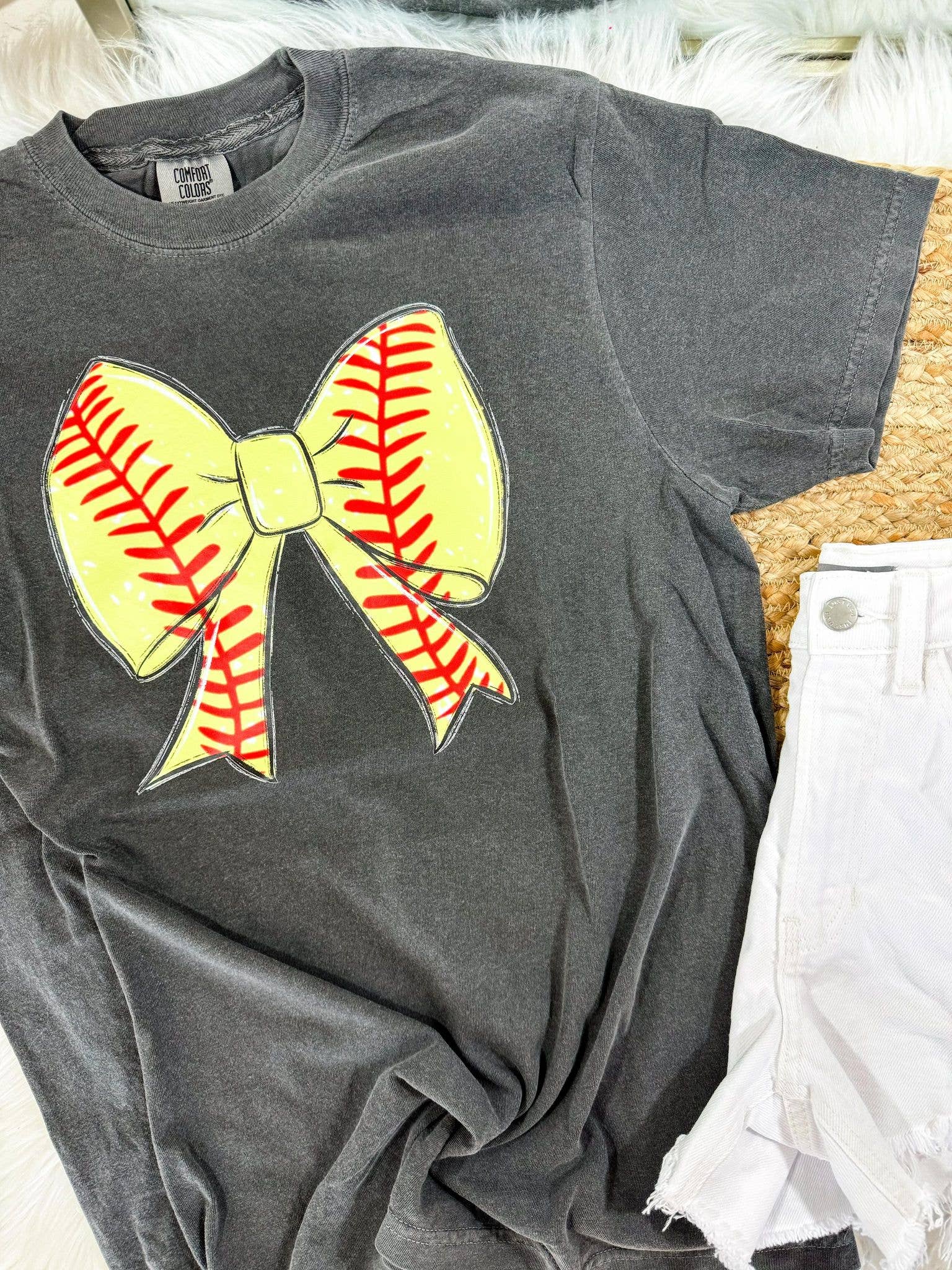 Coquette Softball Bow Dtf Tee Hoodie, Sweatshirt | PodTeesHub.com