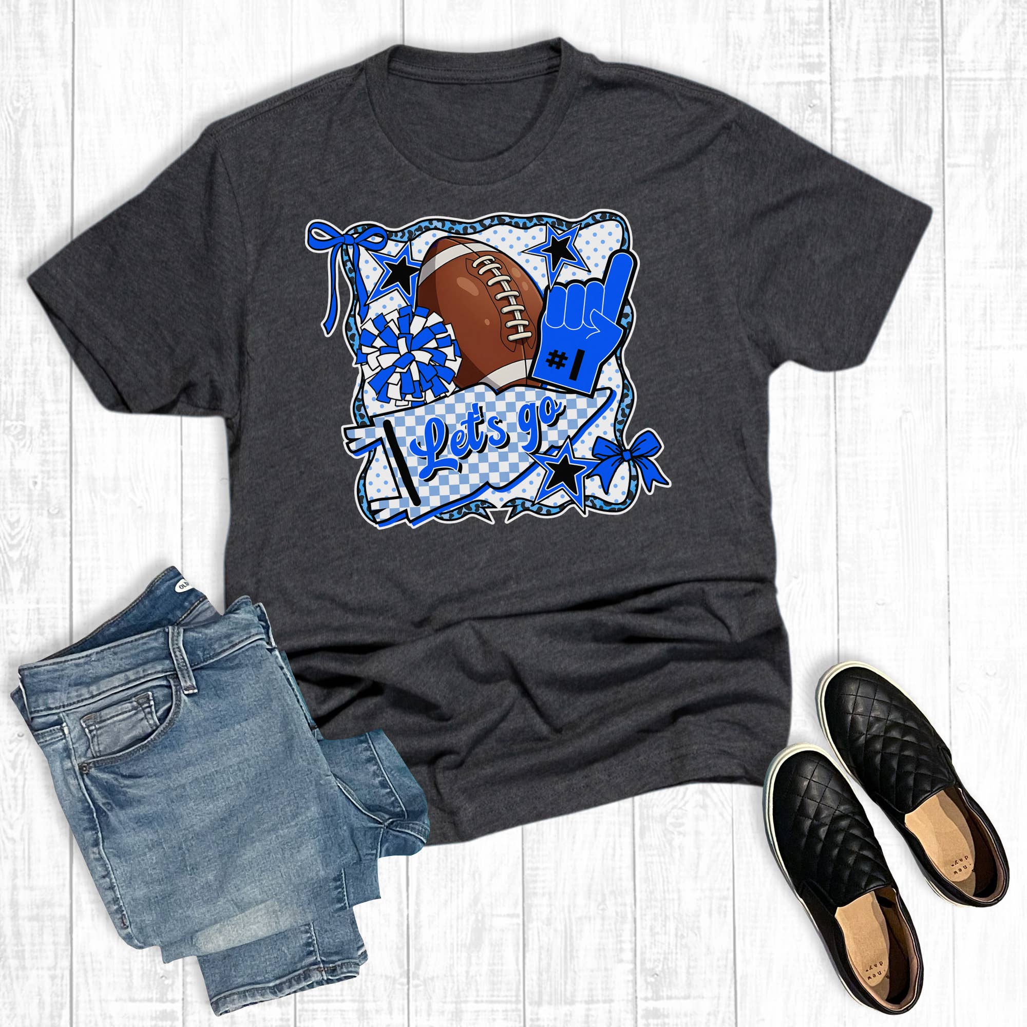 Custom Retro Gameday Let's Go Football Graphic Tee Hoodie, Sweatshirt | PodTeesHub.com