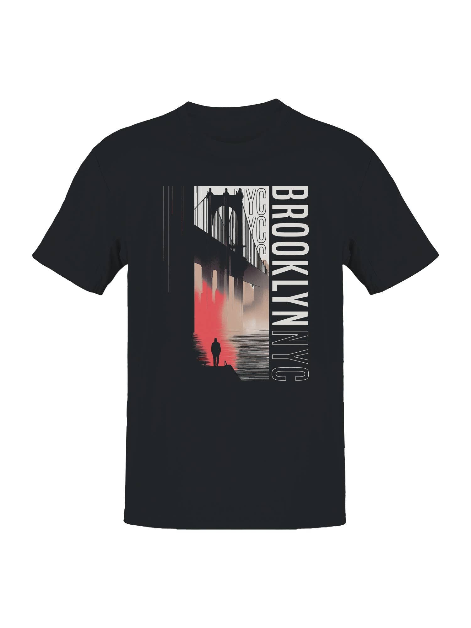 Brooklyn Bridge Misty Evening Men's T-Shirt Hoodie, Sweatshirt | PodTeesHub.com